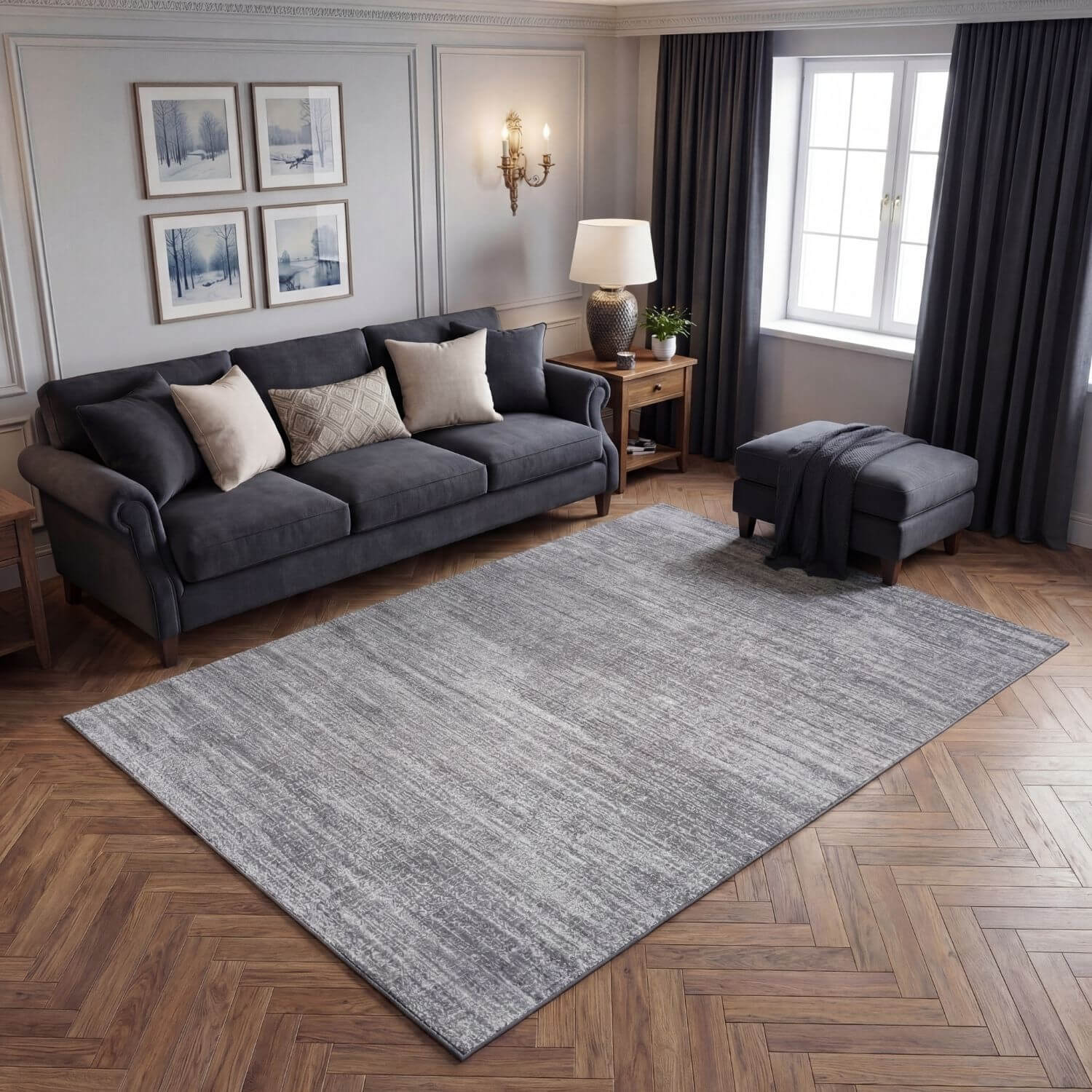 Montana Grey Rug from The Rugs featuring a soft, plush 3800G pile with a modern grey design, ideal for living rooms or bedrooms.