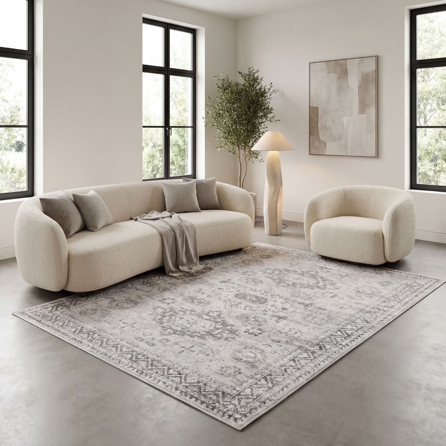 Montana Vintage Grey Rug by The Rugs, 4050 model, featuring a soft cream and grey vintage-inspired design.