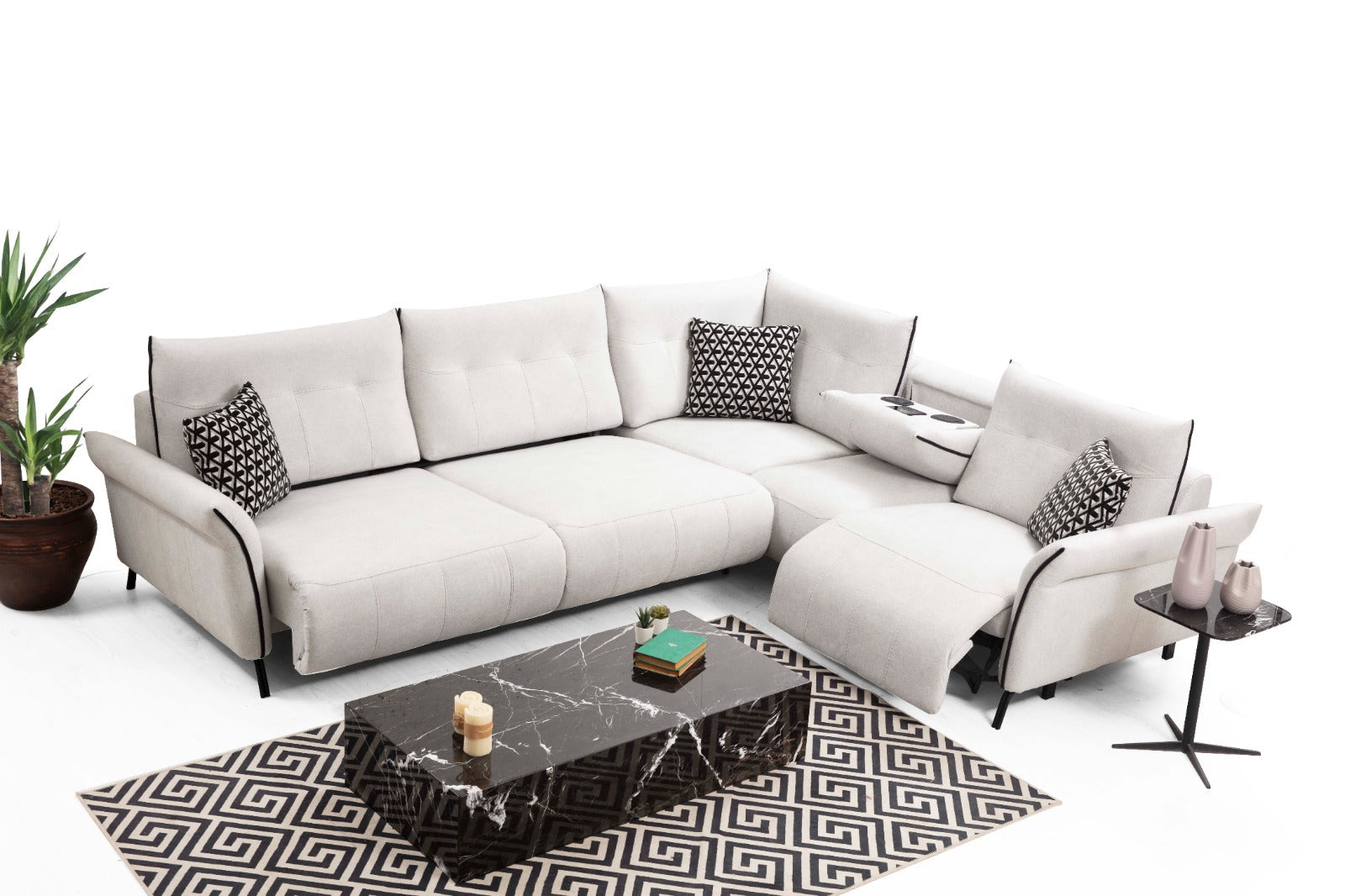Netline Home Interior Mozart Corner Recliner Sofa with plush cushions and modern design for relaxed everyday comfort.