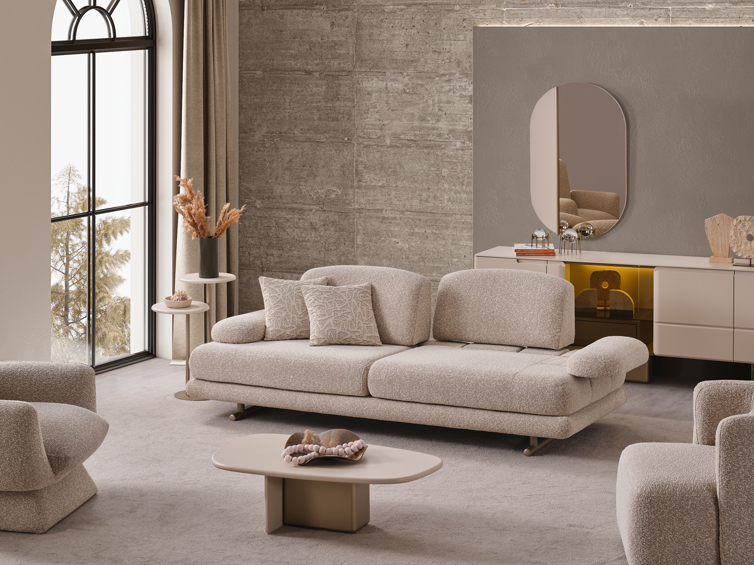 Netline Home Interior Oslo 3 Seater Corner Sofa with spacious lounge design, showcasing plush cushions and modern fabric upholstery.