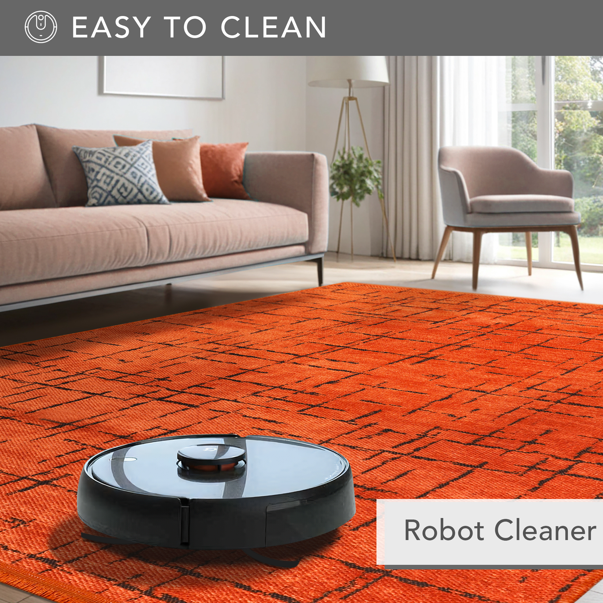 Netline Home Machine Washable Rug NT201 – ORANGE Soft Chenille