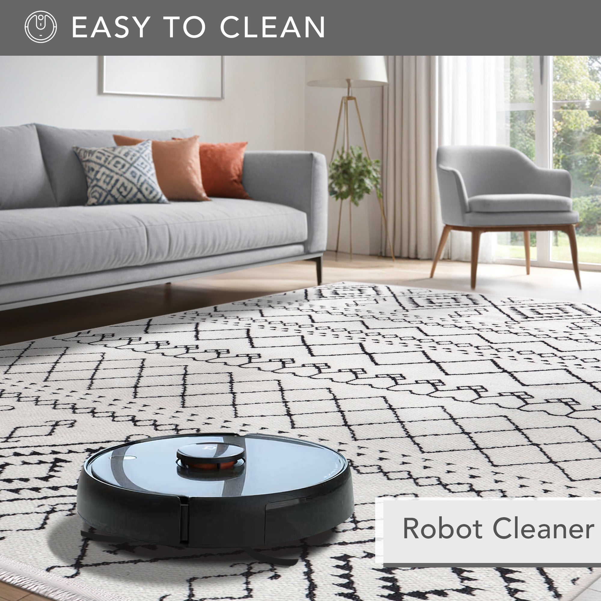 Netline Home Machine Washable Rug RW1801 – WHITE Soft Chenille