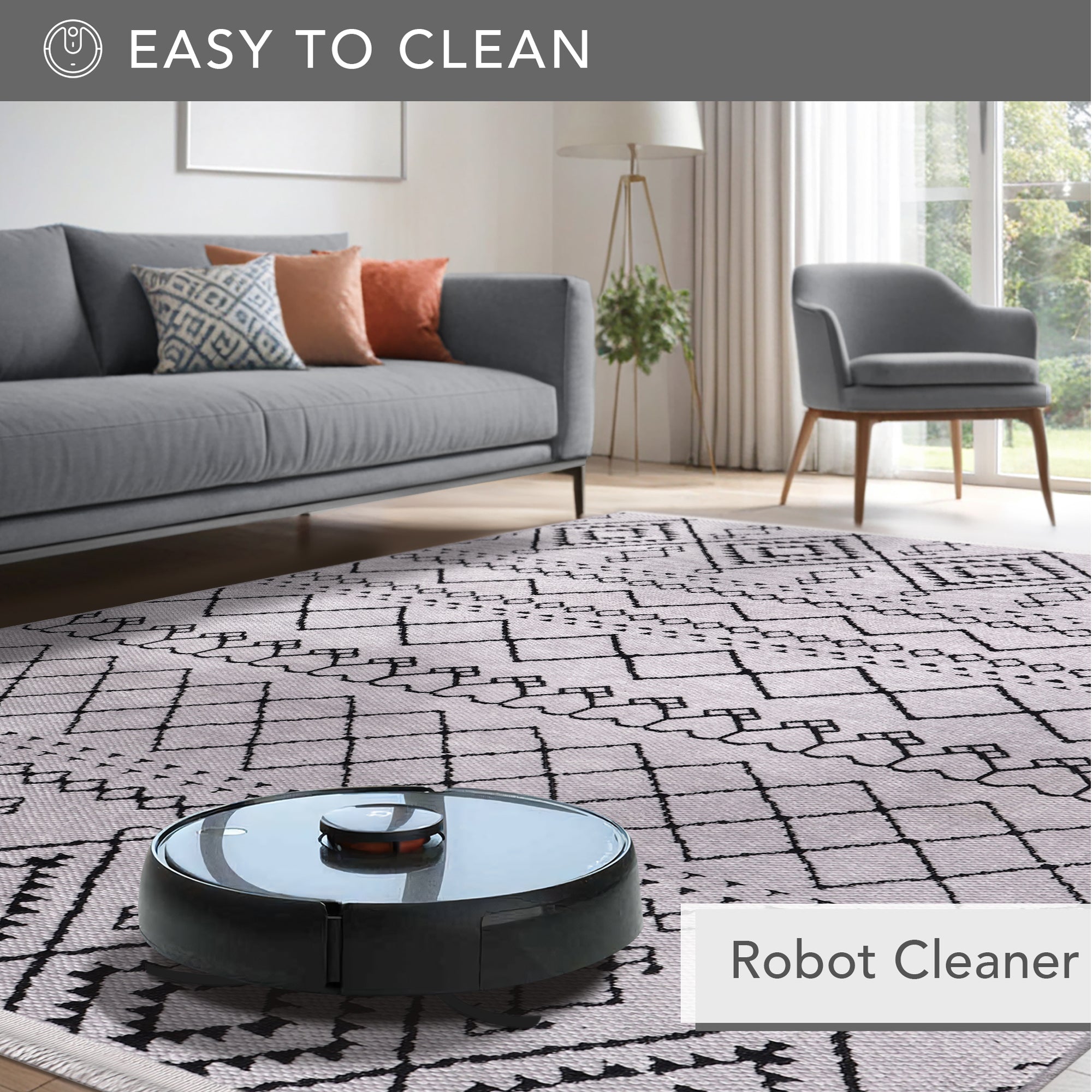 Netline Home Machine Washable Rug RW1801 – GRAY Soft Chenille