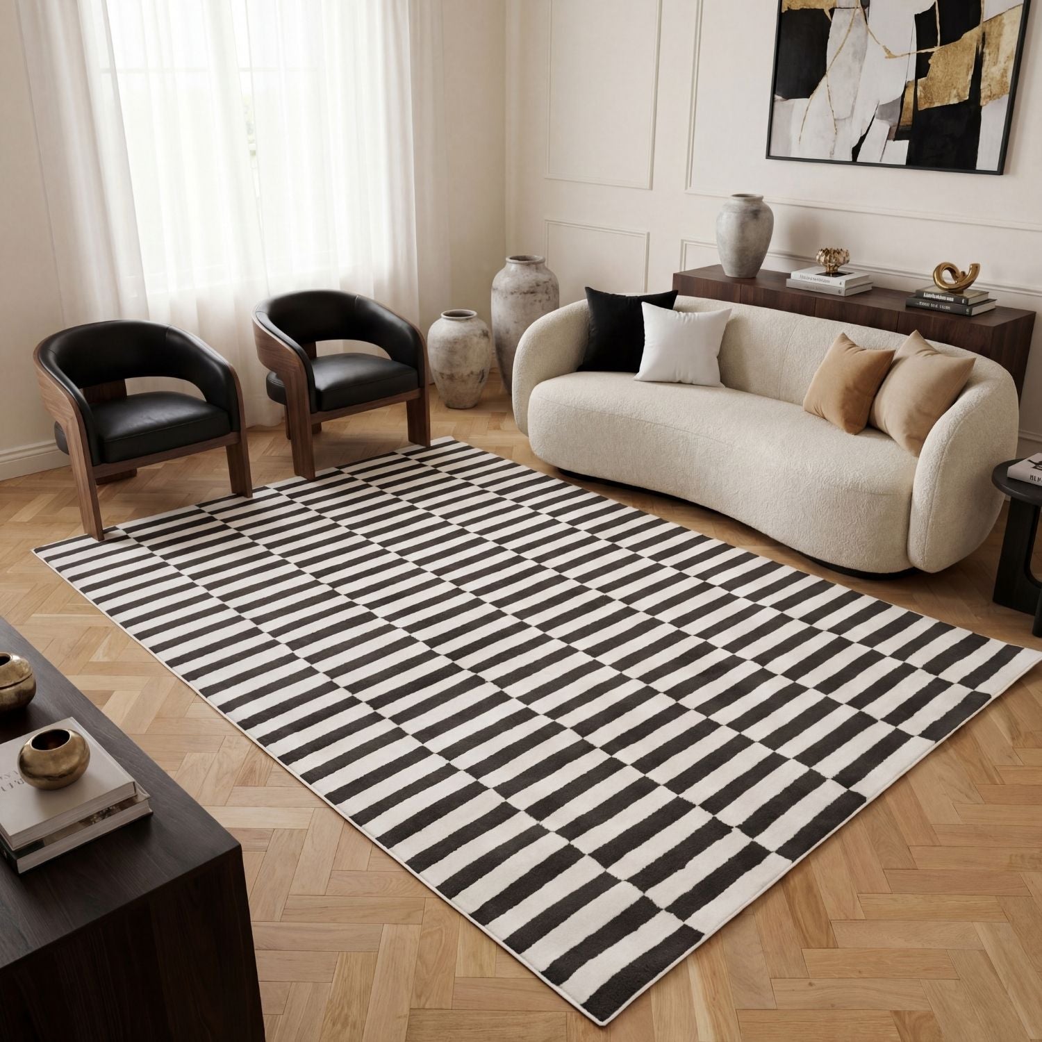 Loft Striped Dark Grey Rug