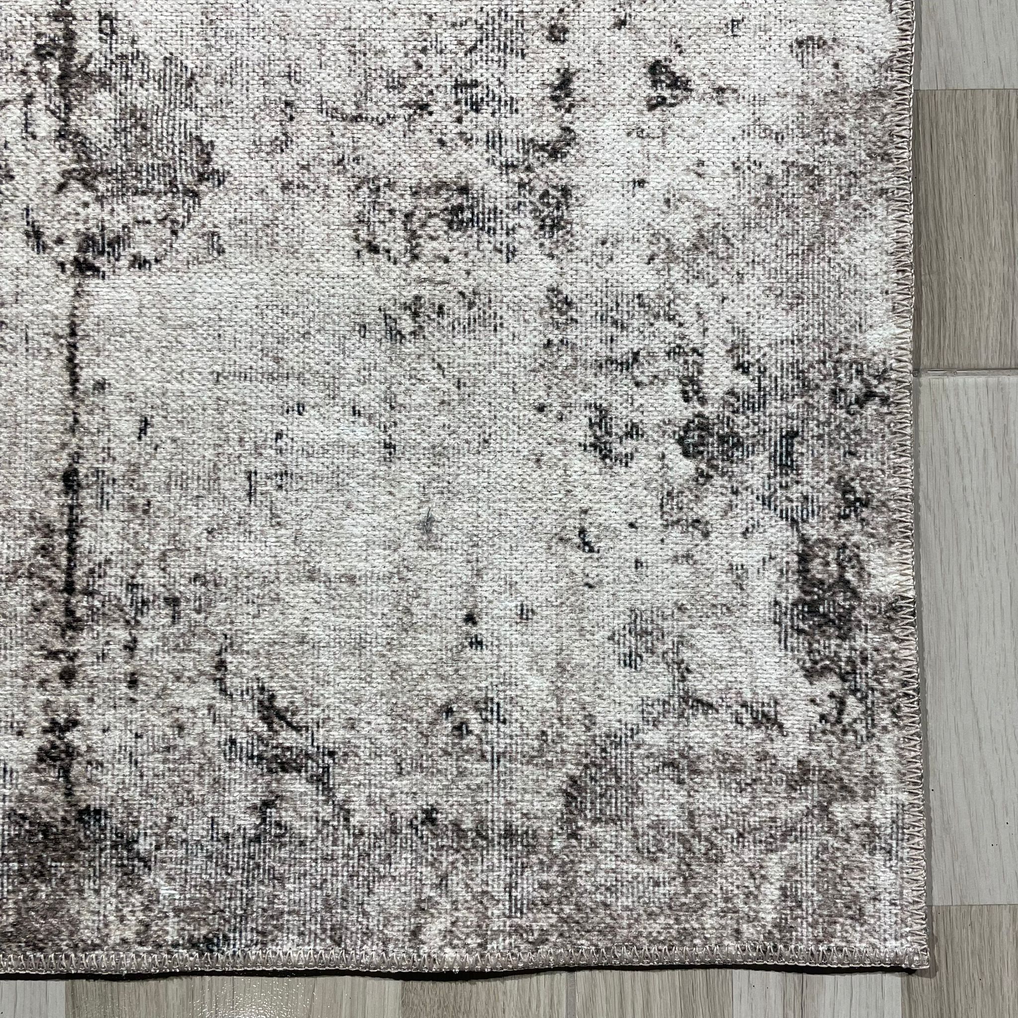 Netline Home Mink Brown Modern Vintage Machine Washable Chenille Rug Design T12 - Gallery Image 3 - Netline Home