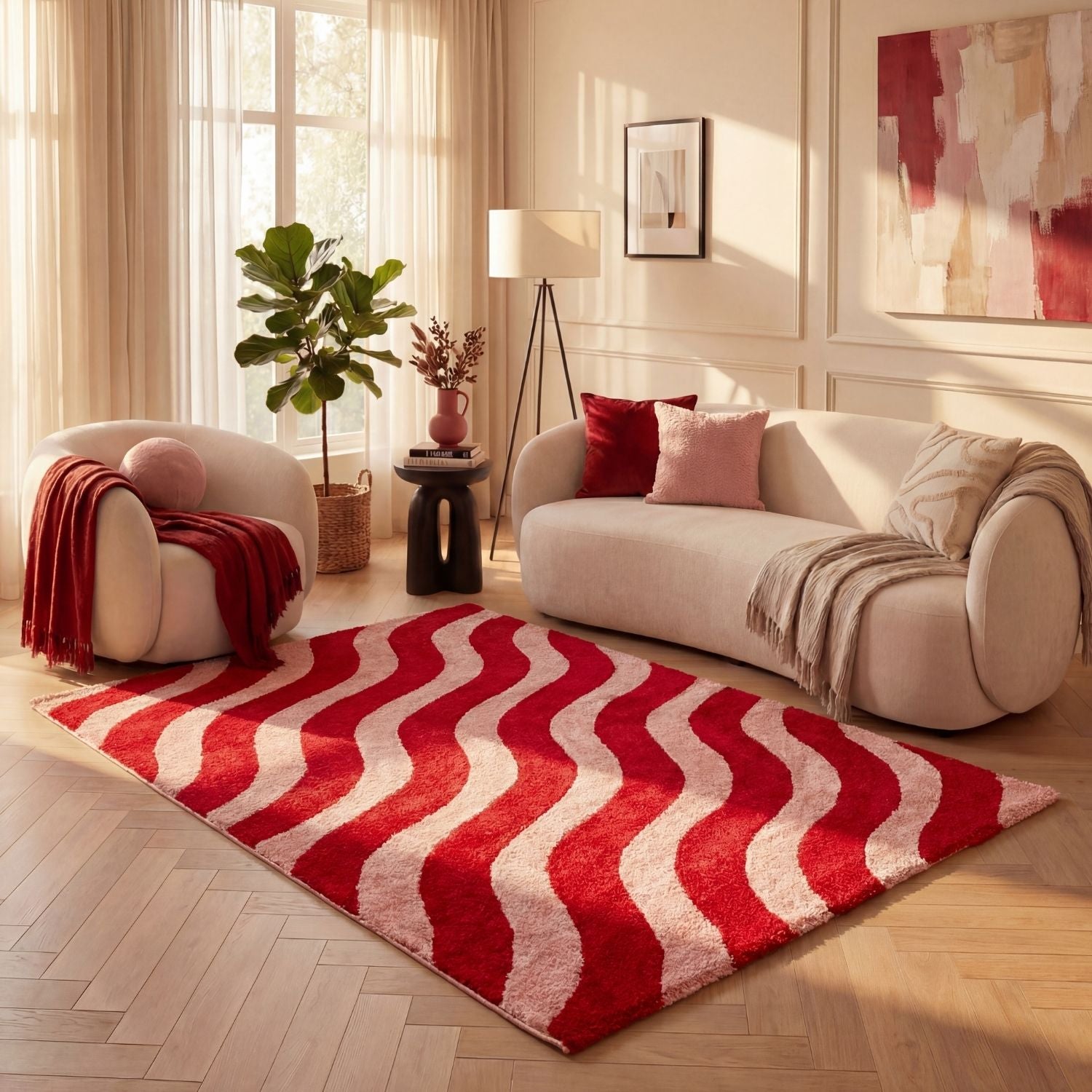 Joli Wave Red & Pink Rug