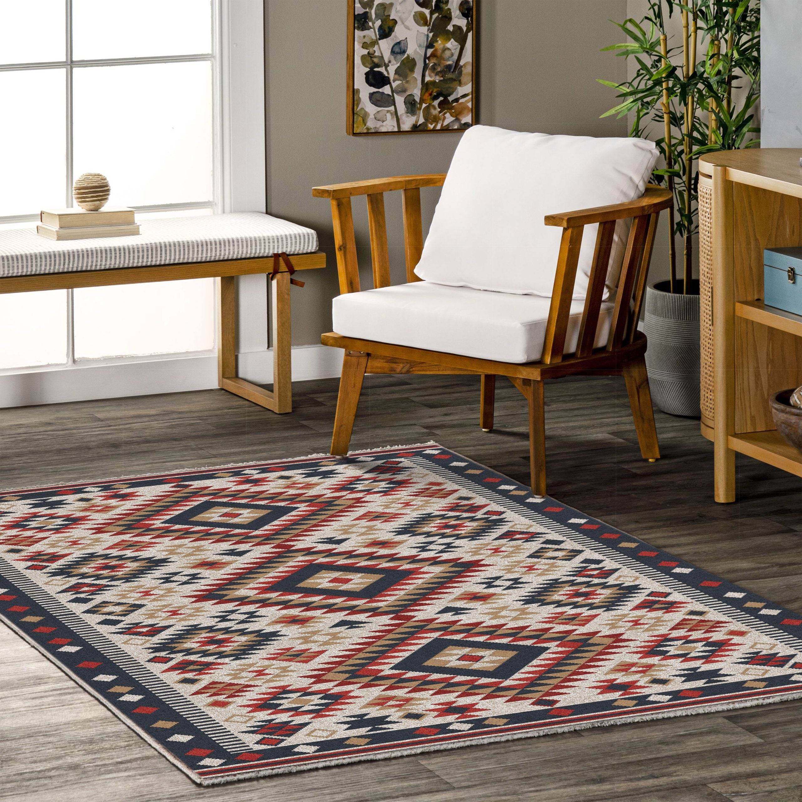 Netline Home Mink Brown Ethnic Classic Machine Washable Chenille Rug Design NH7072 - Gallery Image 5 - Netline Home