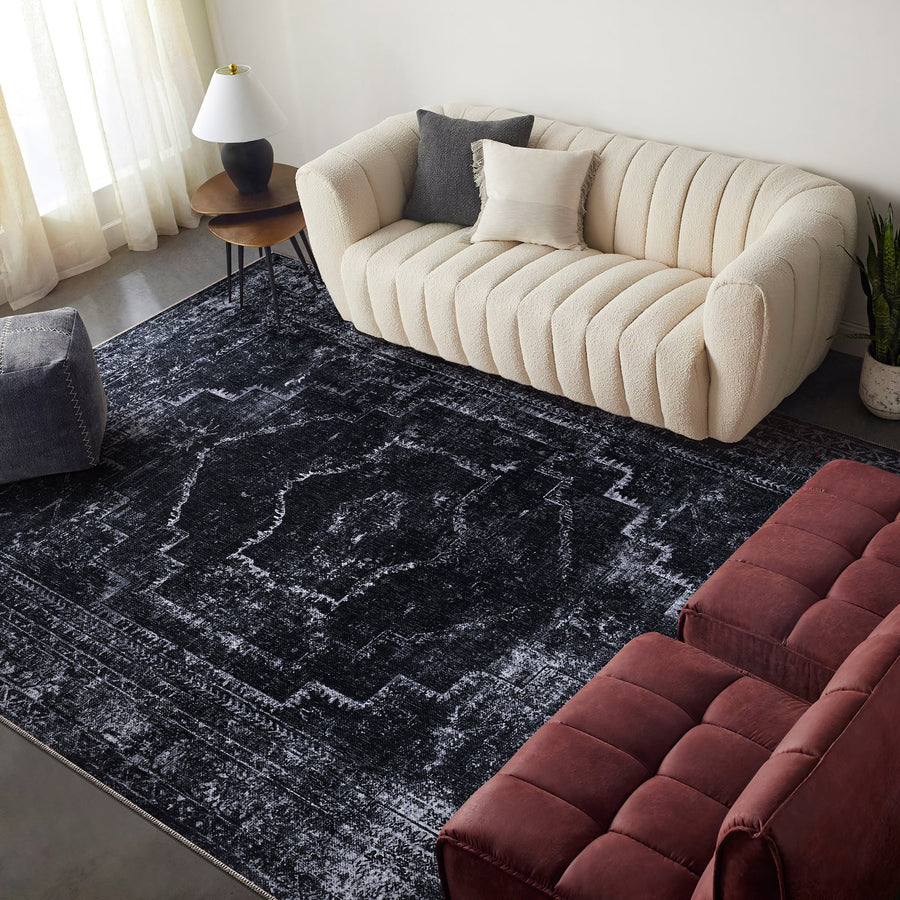 Terrace Patina Dark Blue Vintage Washable Rug – Netline Home guide