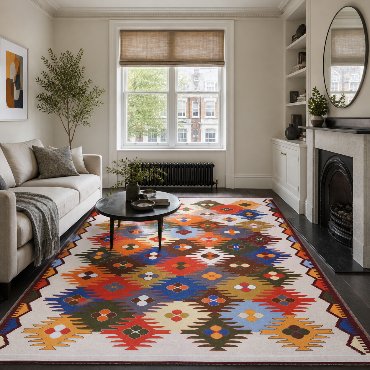 Symmetric Mosaic Deep Red Bohemian Washable Rug – Netline Home guide