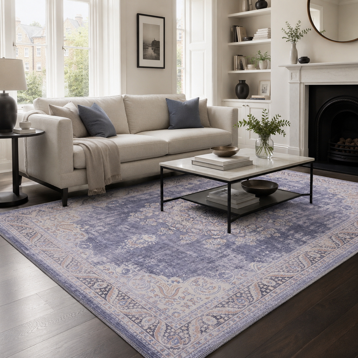 Heritage Patina Slate Grey Vintage Washable Rug – Netline Home guide