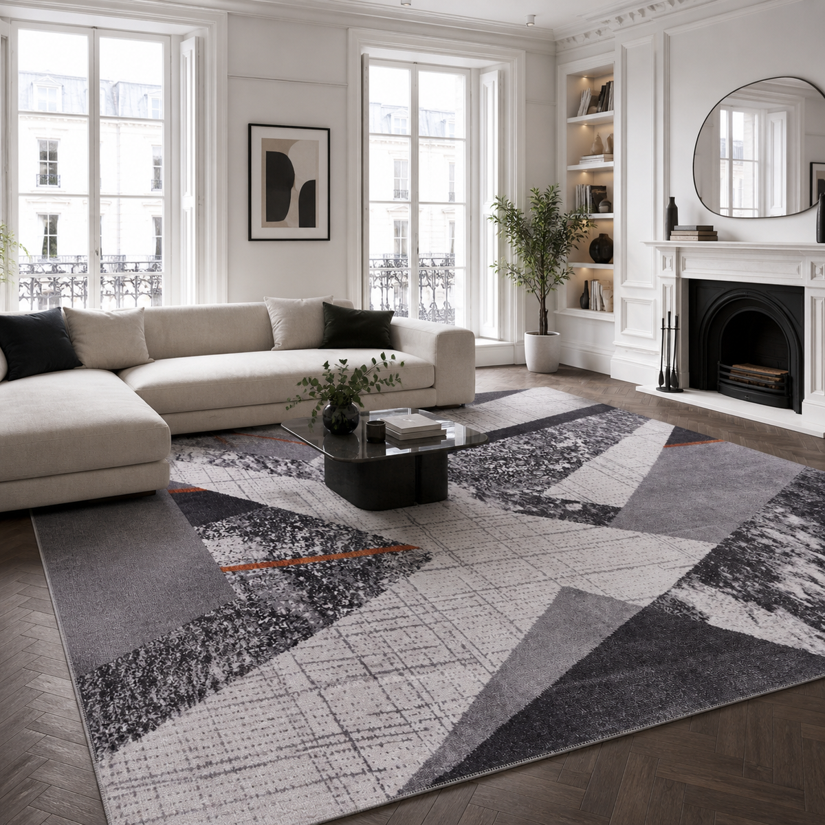 Studio Watercolour Slate Grey Abstract Washable Rug – Netline Home guide
