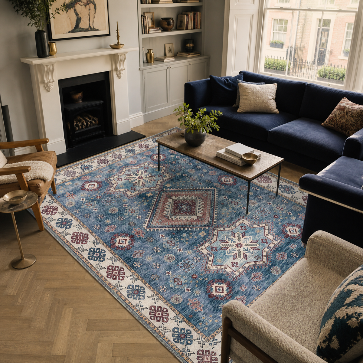 Homestead Waves Indigo Blue Heritage Washable Rug – Netline Home guide