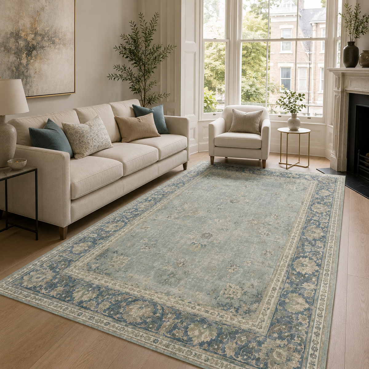 Heritage Patina Mid Blue Vintage Washable Rug – Netline Home guide