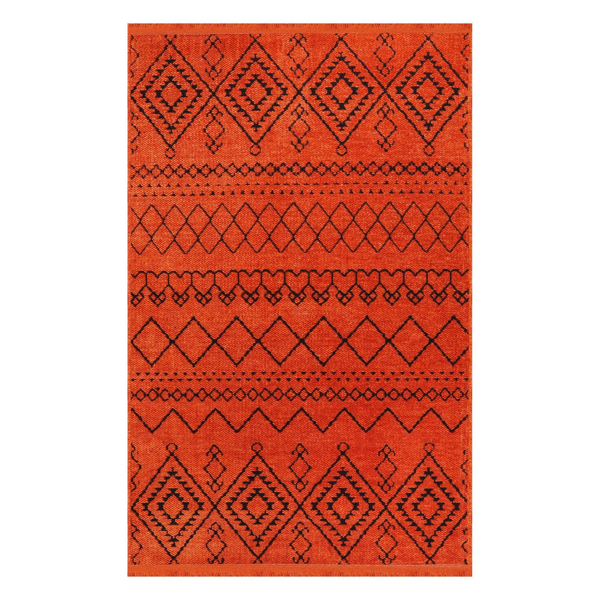 Netline Home Machine Washable Rug RW1801 – ORANGE Soft Chenille