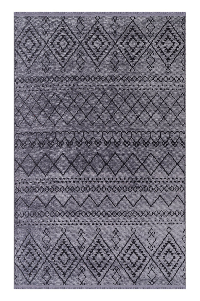 Machine Washable Rug RW1801 – DARK GREY Soft Chenille shown in an illustrative room