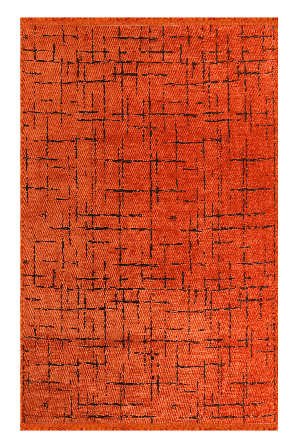 Orange machine washable chenille rug from Netline Home, soft and plush, ideal for easy cleaning and comfortable home decor.