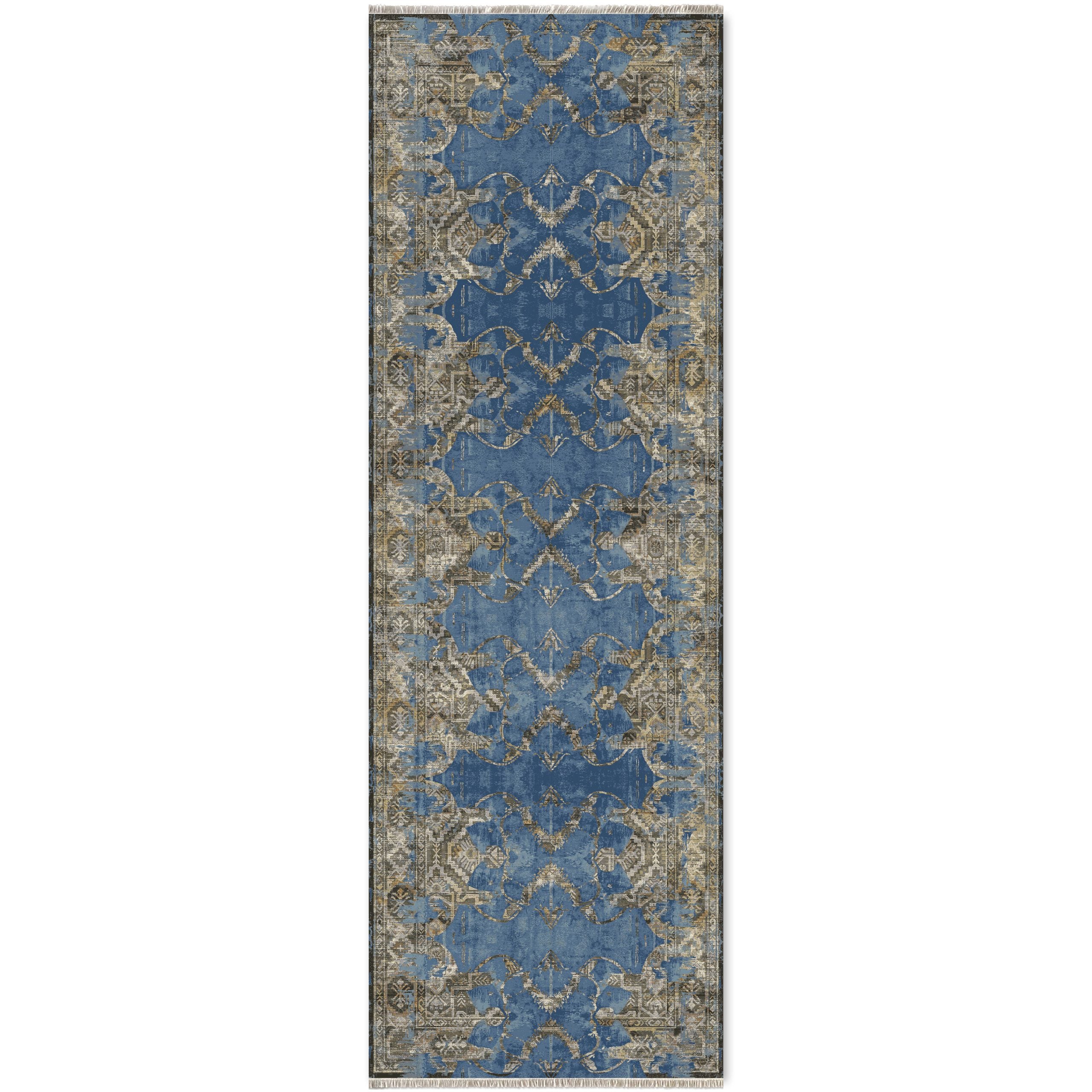 Netline Home Blue Navy Vintage Machine Washable Chenille Rug Design NH7021 - Gallery Image 6 - Netline Home