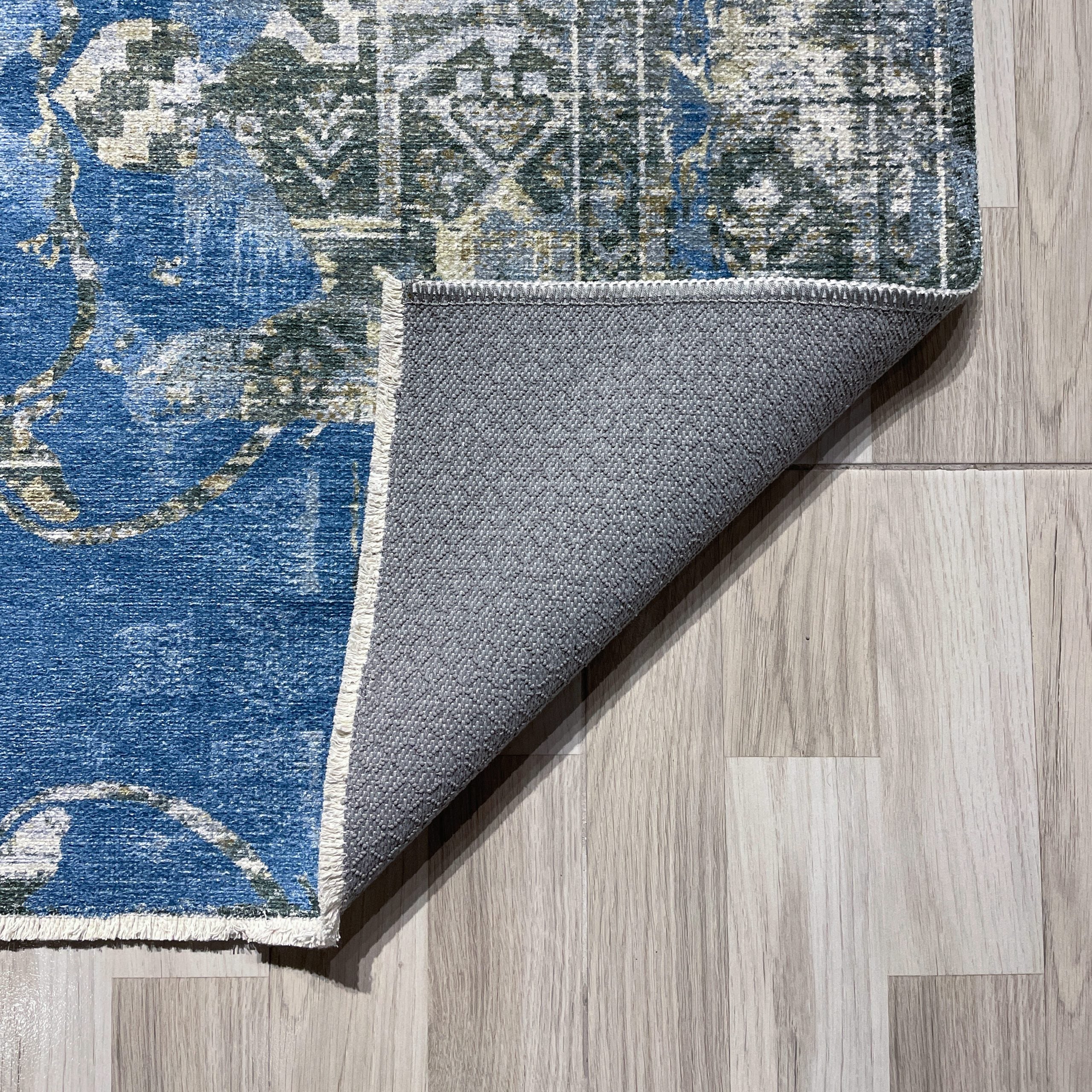 Netline Home Blue Navy Vintage Machine Washable Chenille Rug Design 14-01 - Gallery Image 3 - Netline Home