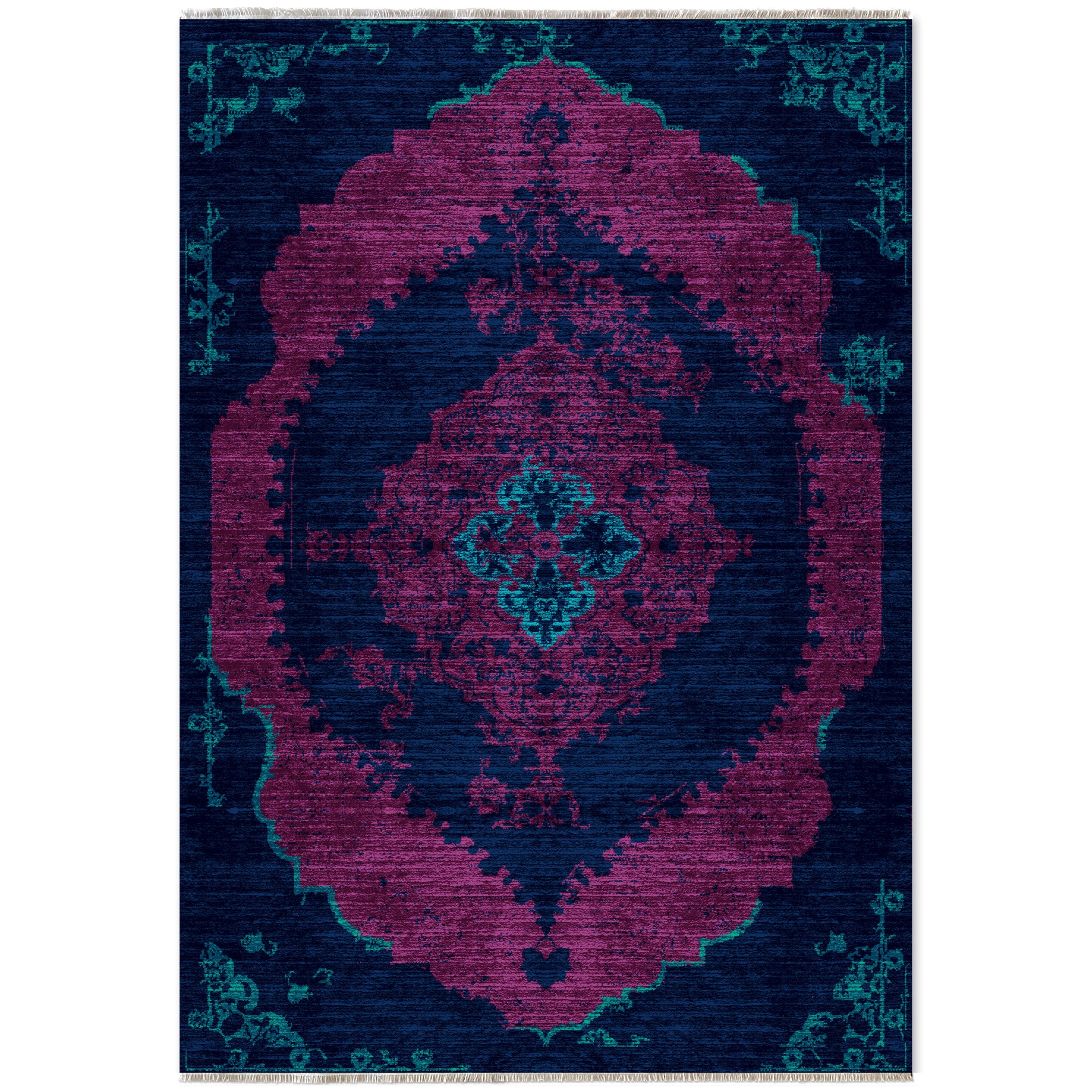 Netline Home Lilac Purple Blue Navy Pink Fuchsia Classic Vintage Machine Washable Chenille Rug Design 29-01 - Hilltop Photoshoot - Netline Home