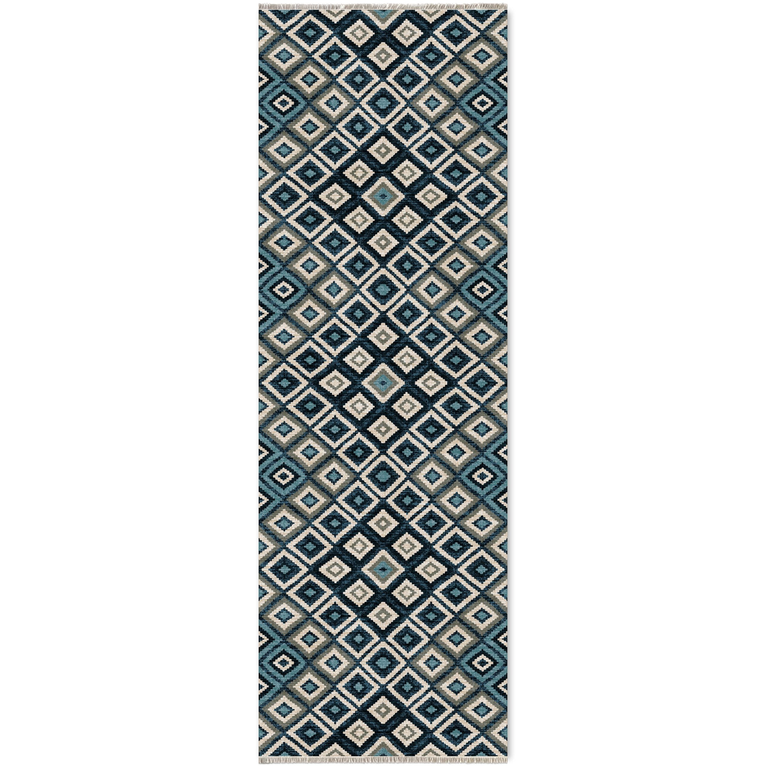 Netline Home Blue Navy Green Khaki Ethnic Classic Machine Washable Chenille Rug Design 444-02 - Gallery Image 6 - Netline Home