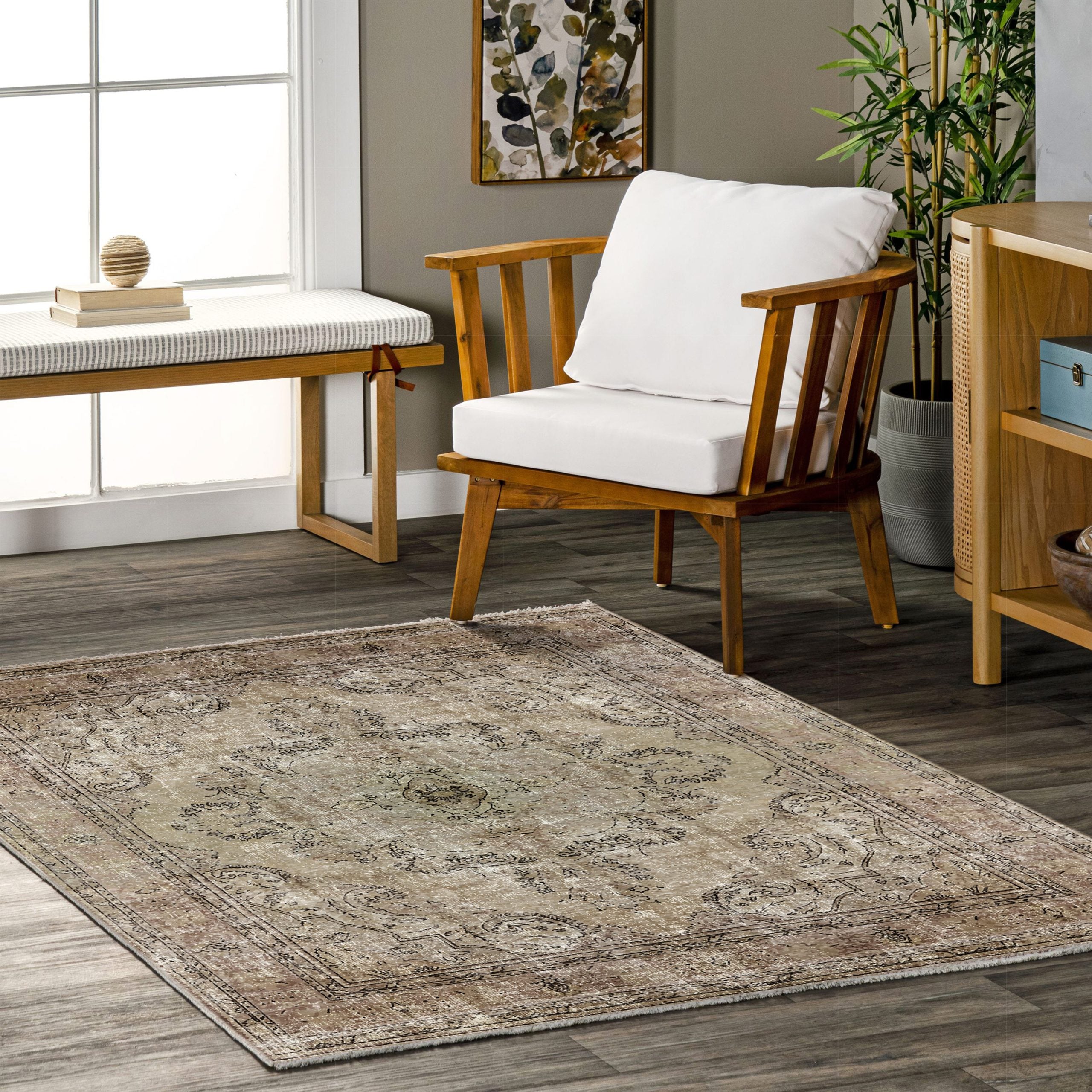 Netline Home Mink Brown Classic Vintage Machine Washable Chenille Rug Design 51-01 - Gallery Image 5 - Netline Home