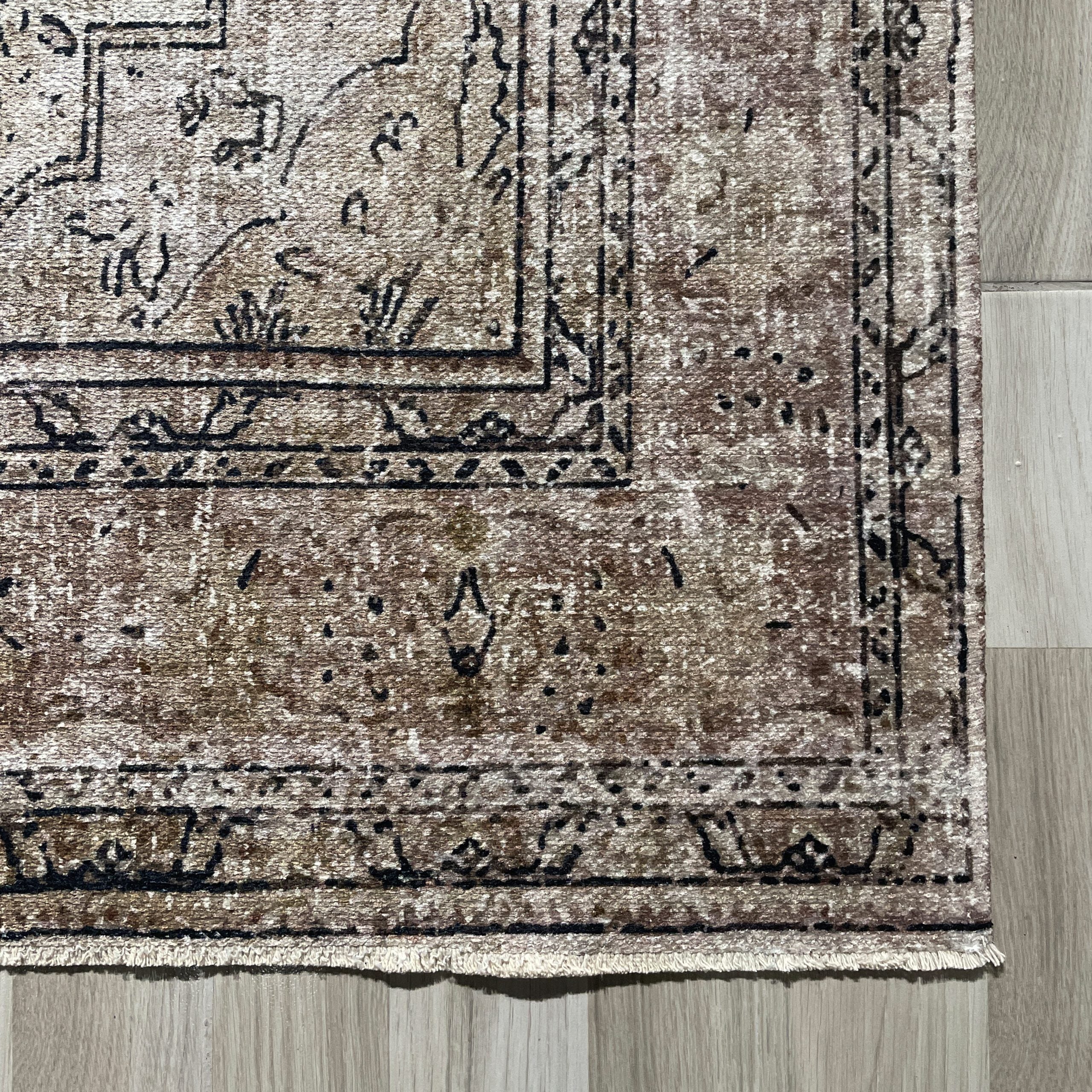 Netline Home Mink Brown Classic Vintage Machine Washable Chenille Rug Design 51-01 - Detailed Photoshoot - Netline Home