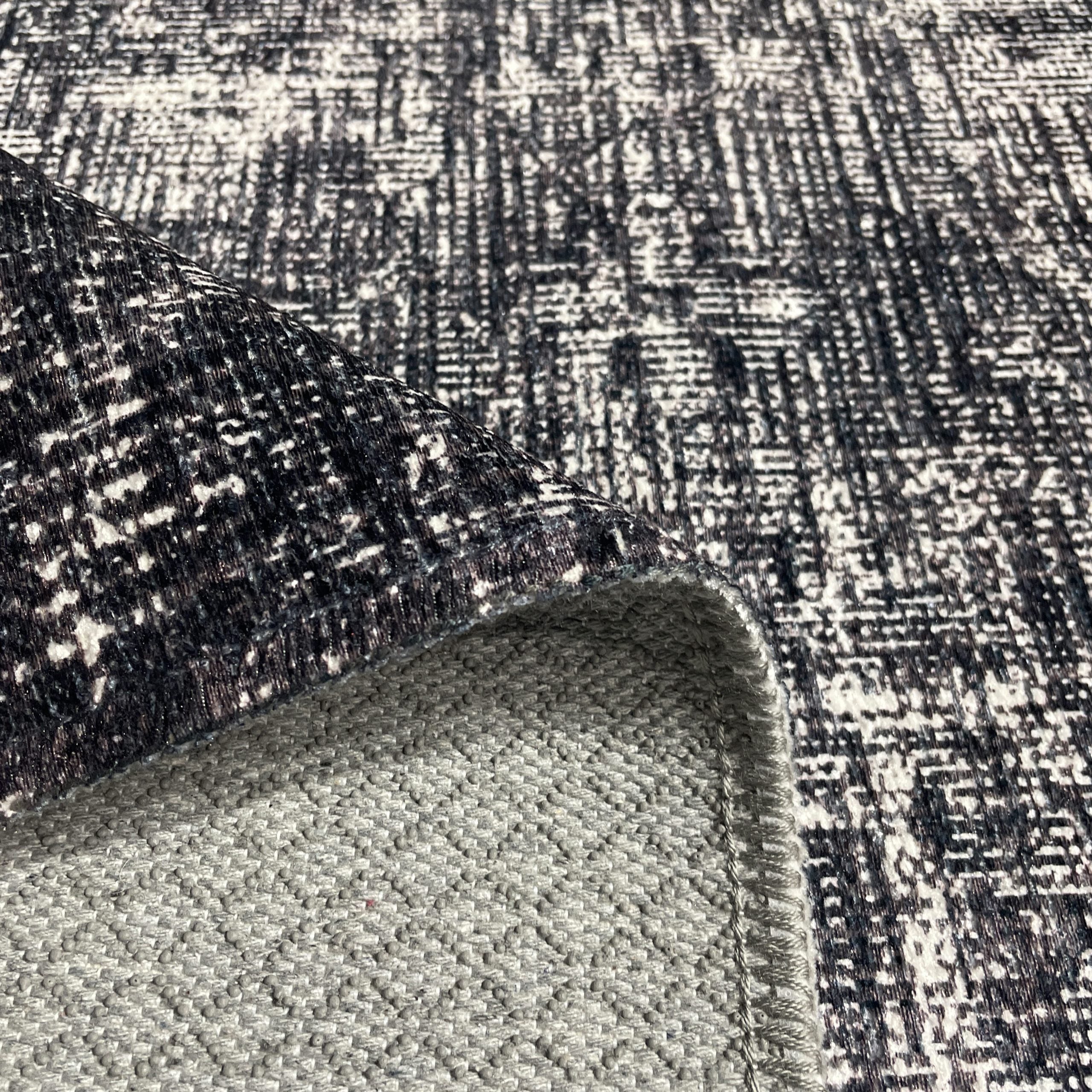 Netline Home Black Anthracite Vintage Machine Washable Chenille Rug Design 53-01 - Gallery Image 4 - Netline Home