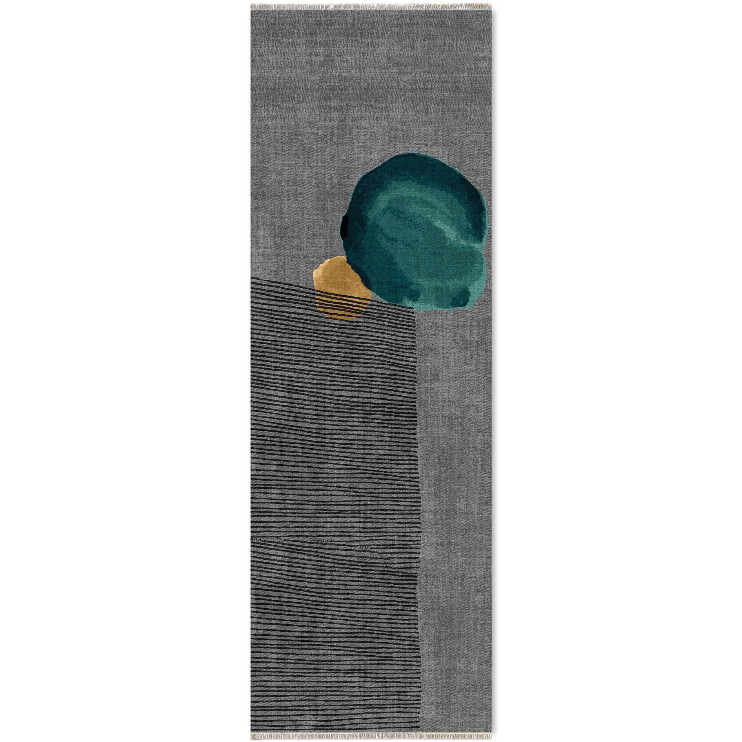 Netline Home Gray Silver Green Khaki Modern Machine Washable Chenille Rug Design NH7106 - Gallery Image 7 - Netline Home