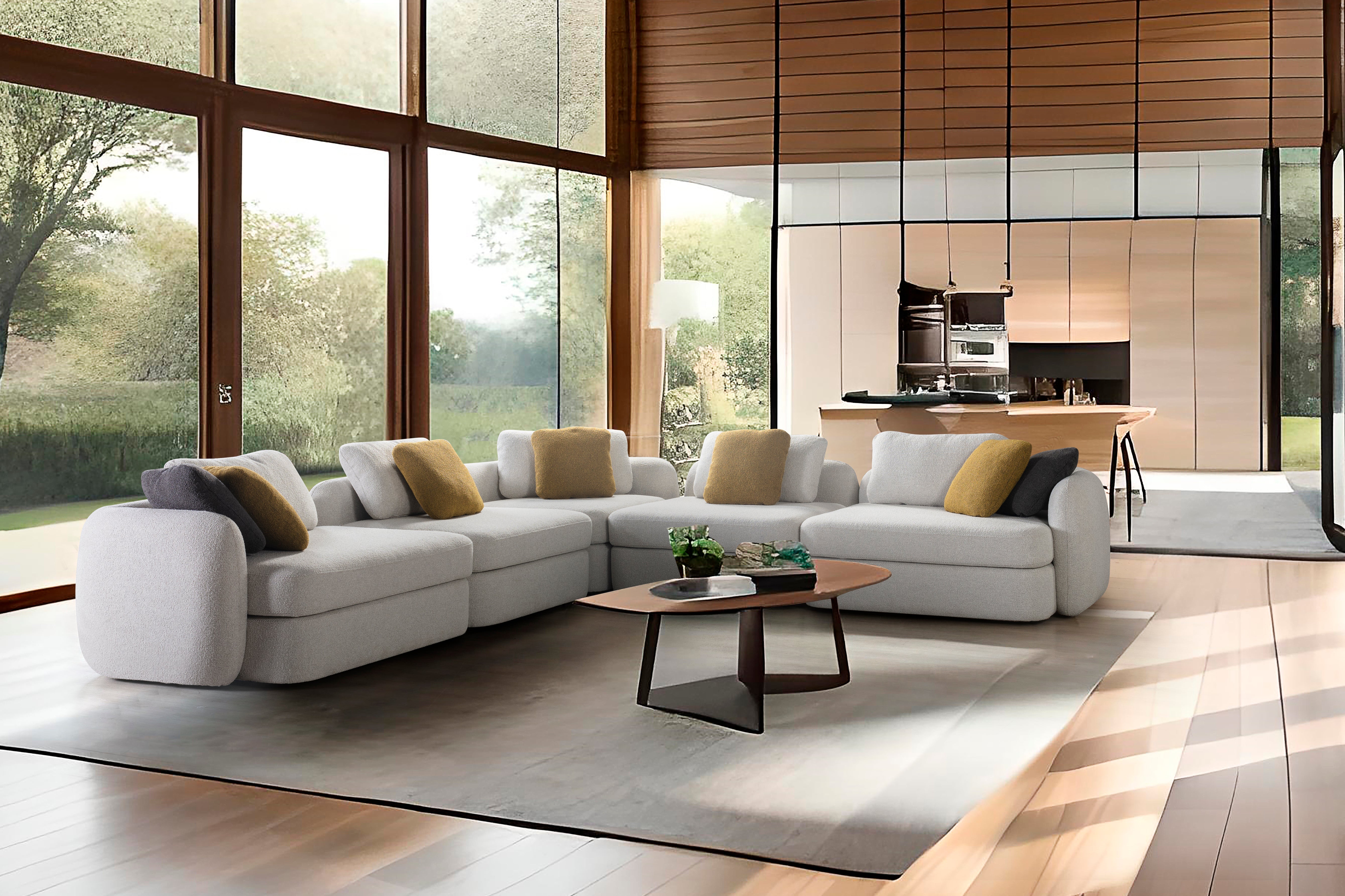 Netline Home Interior Parma corner sofa set with spacious lounge seating and plush cushions in a modern living room setting.