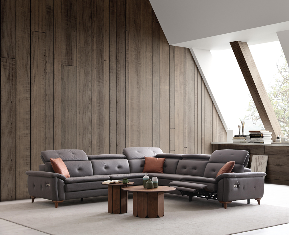 Spacious Lazio corner sofa by Netline Home Interior with plush cushions and modern design, ideal for a comfortable lounge setting.