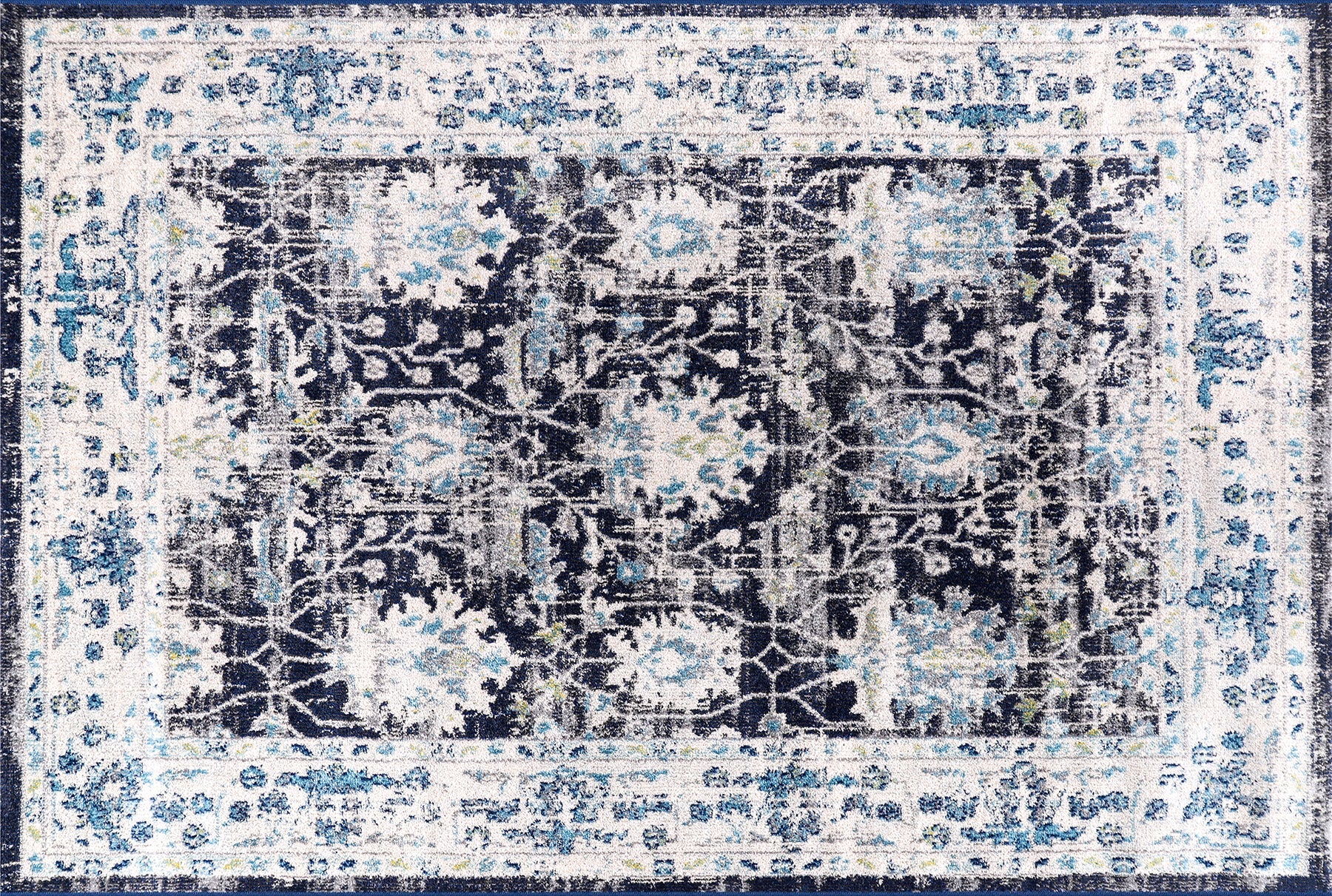 Vintage Area Rug 7652 – Blue Navy Distressed Floral