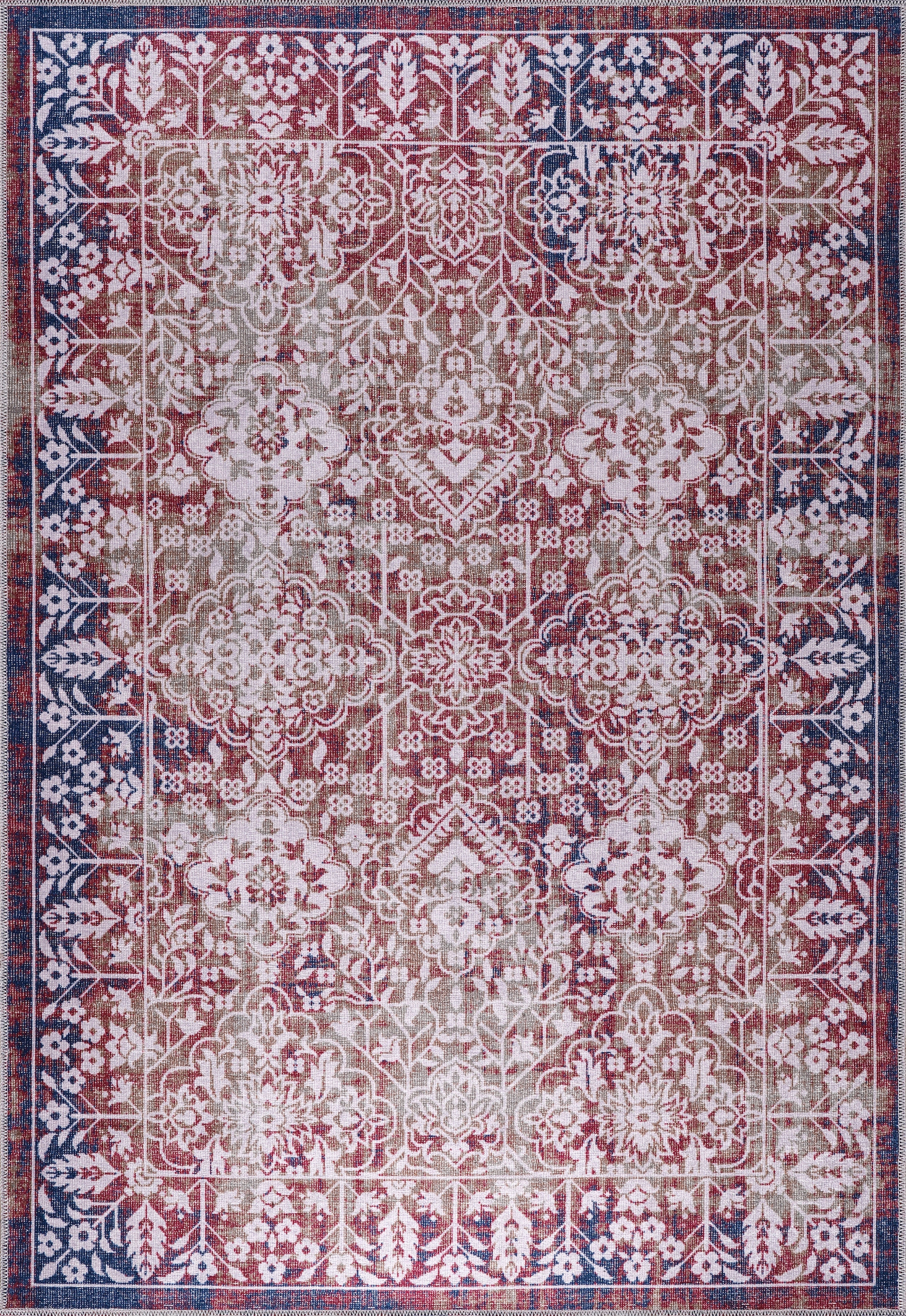 Netline Home Rugs Depot Kilim Red Medallion Washable Rug Design 1486