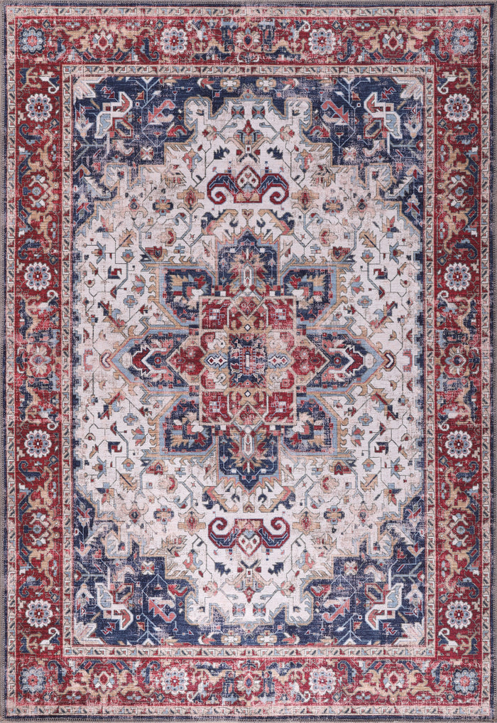 Netline Home Rugs Depot NH1323 – Tappeto persiano Heriz lavabile in lavatrice | Tappeto tradizionale orientale a medaglione per soggiorno, camera da letto e sala da pranzo shown in an illustrative room