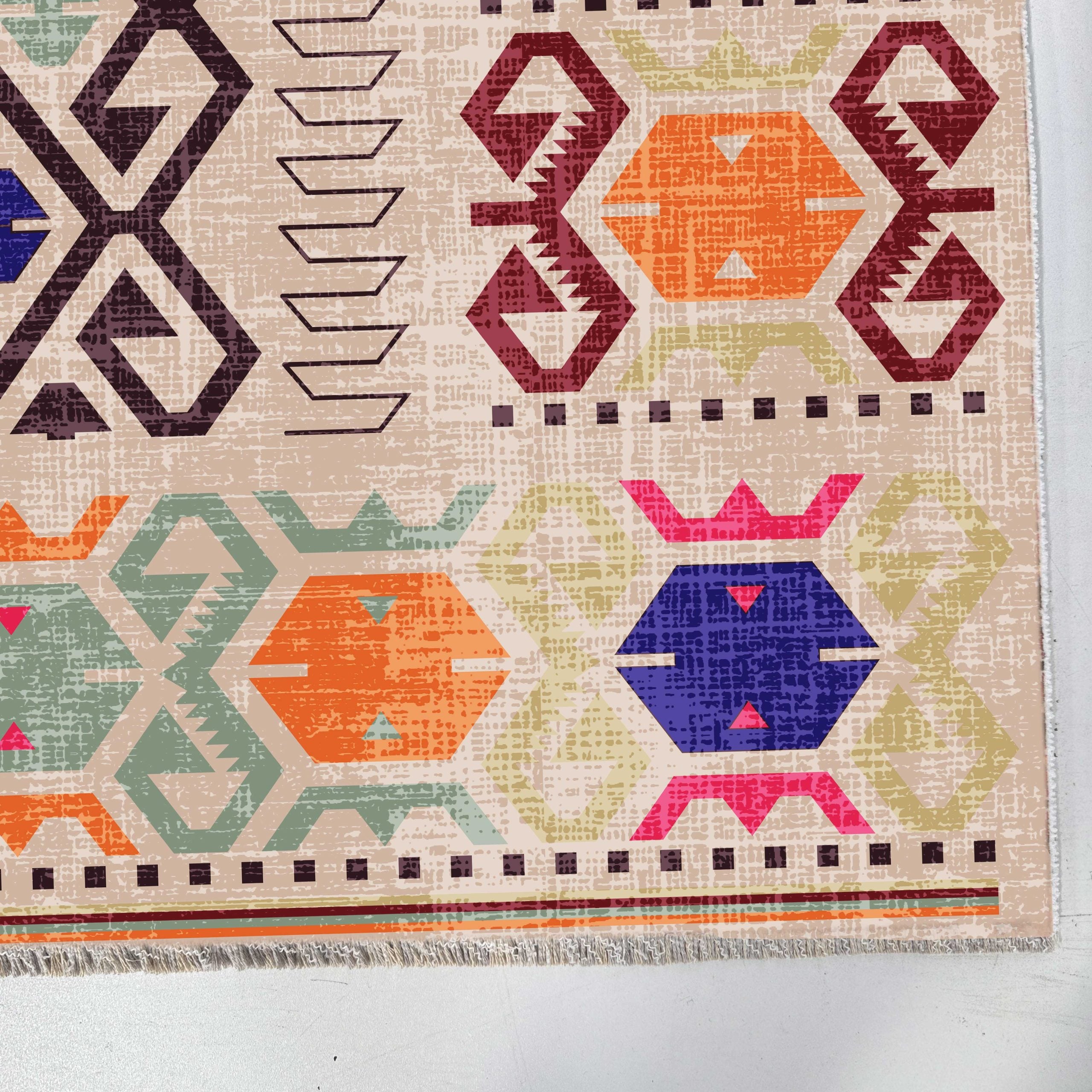 Netline Home Pink Fuchsia Ethnic Classic Machine Washable Chenille Rug Design NH7162 - Gallery Image 3 - Netline Home