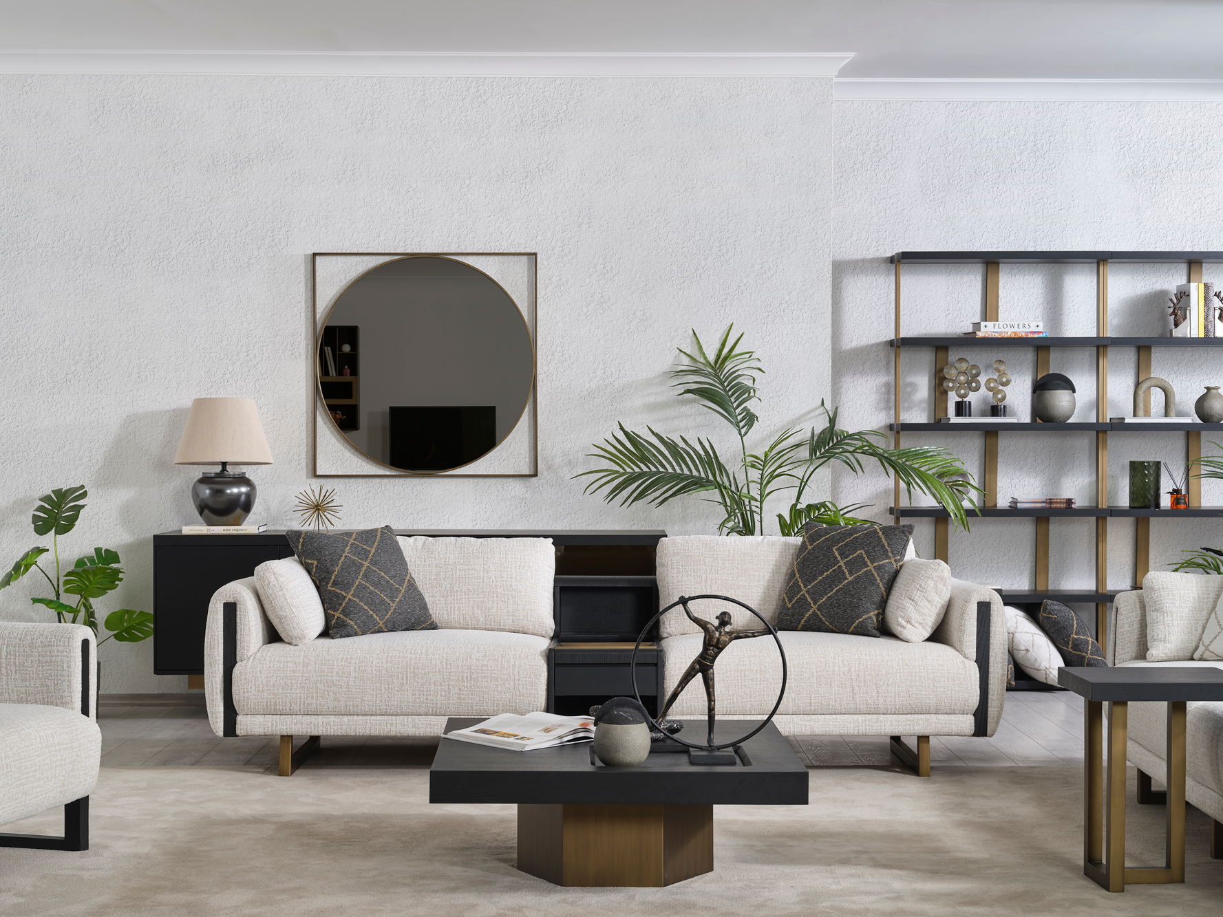 Modern Stella sofa set by Netline Home Interior featuring plush cushions and sleek design for stylish living room comfort.