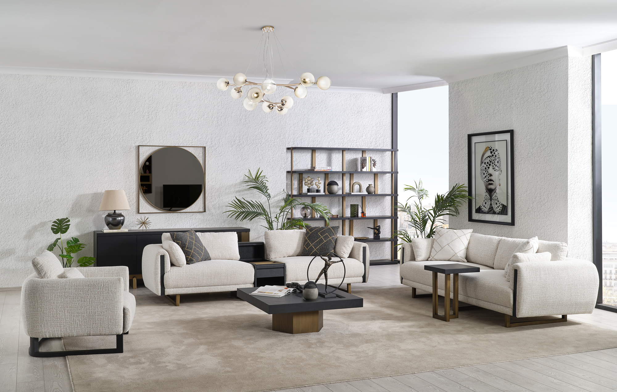 Modern Stella sofa set by Netline Home Interior with plush cushions and sleek design, perfect for stylish living room comfort.