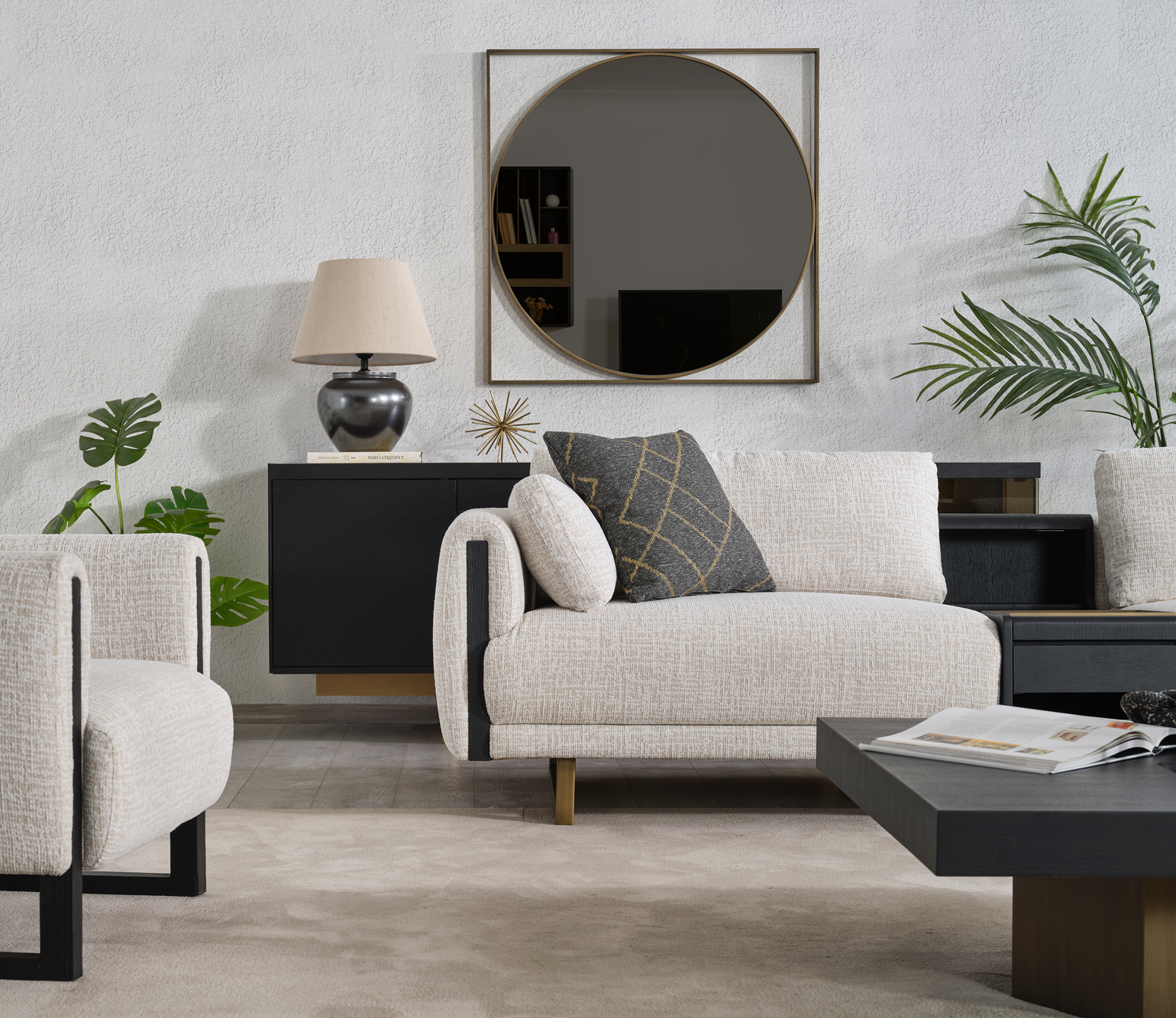 Modern Stella sofa set by Netline Home Interior featuring plush cushions and sleek design for stylish living room comfort.