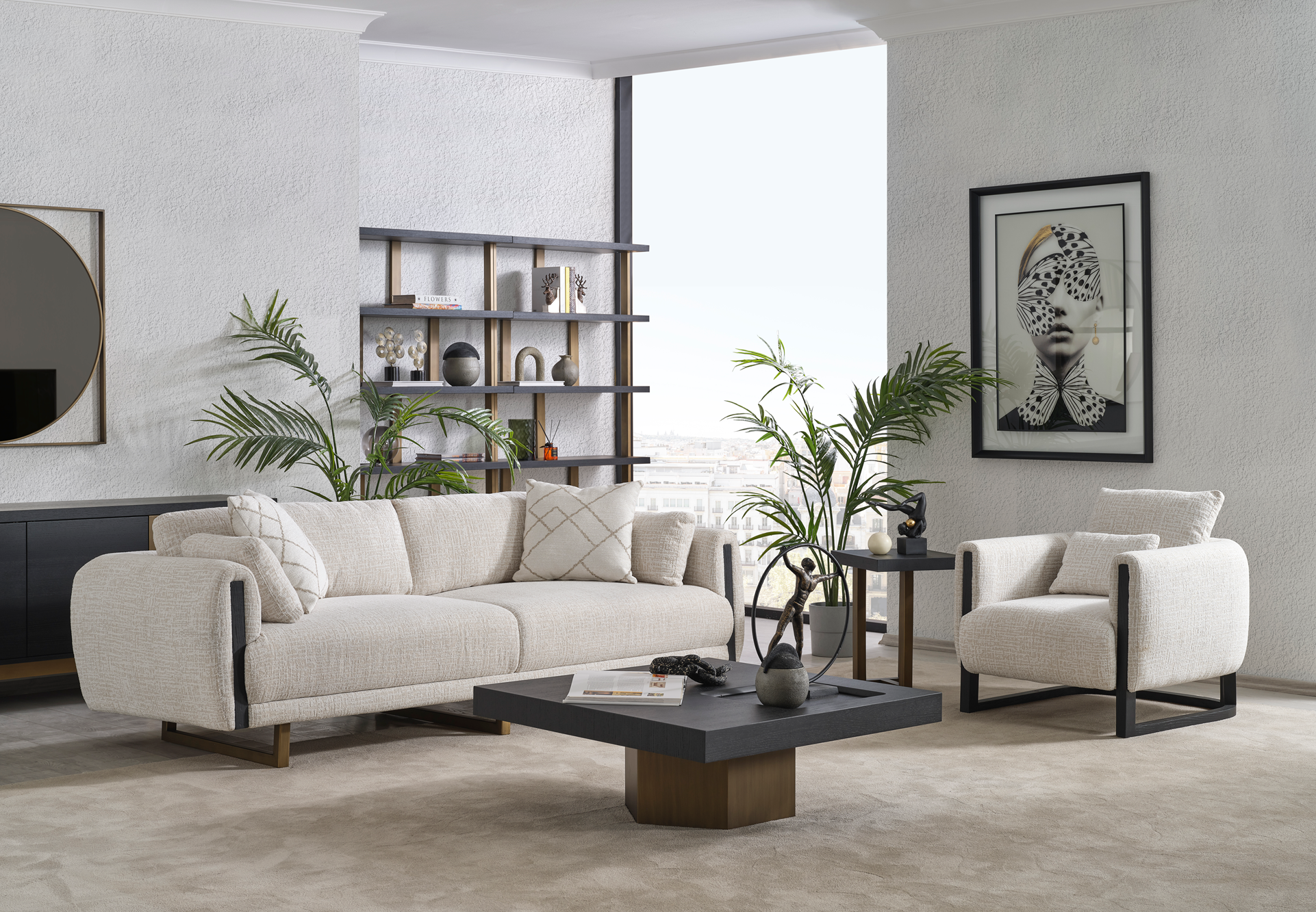 Modern Stella sofa set by Netline Home Interior featuring plush cushions and sleek design for stylish living room comfort.
