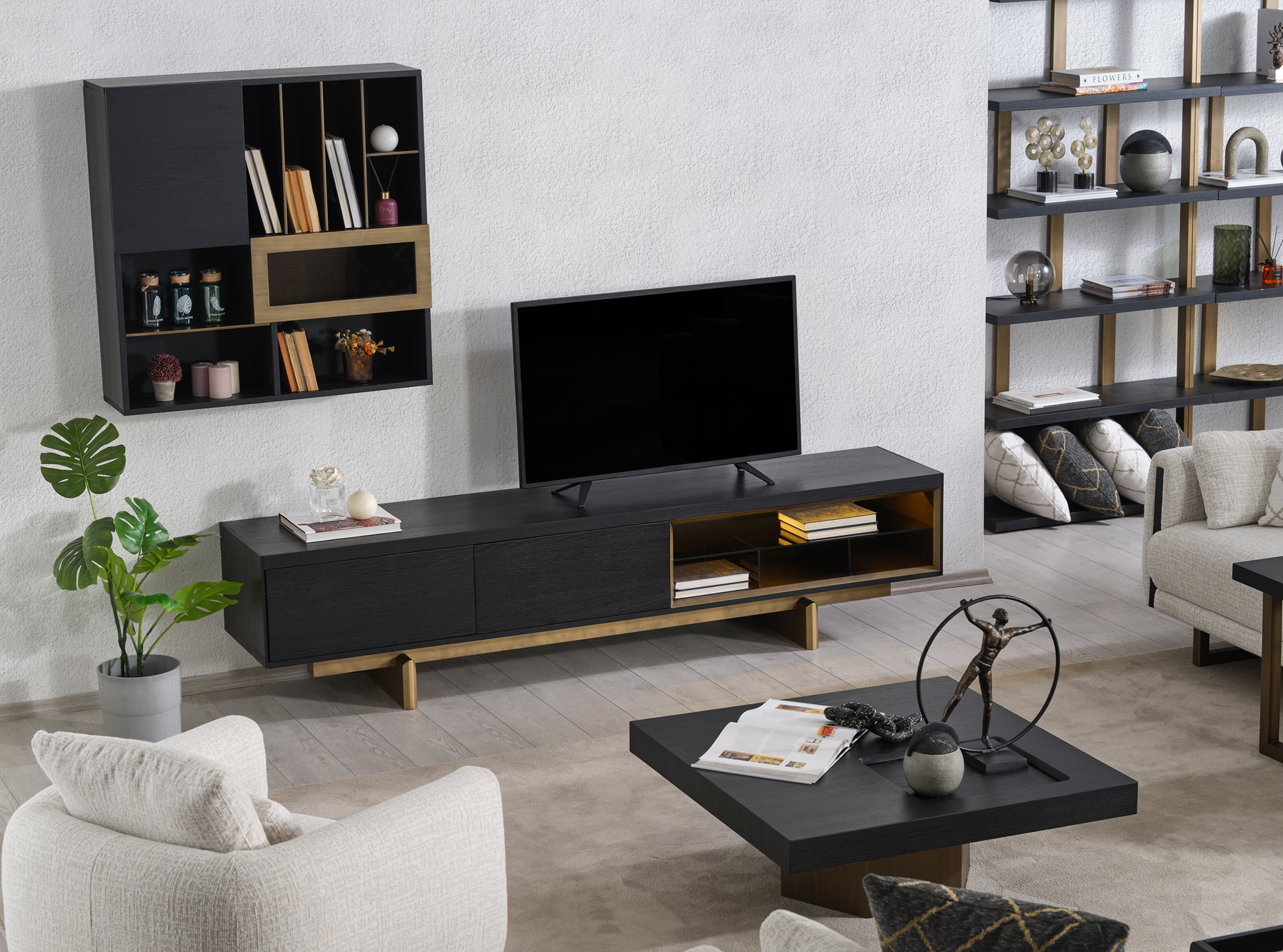 Contemporary Stella TV unit by Netline Home Interior featuring sleek media storage and modern design for living rooms.