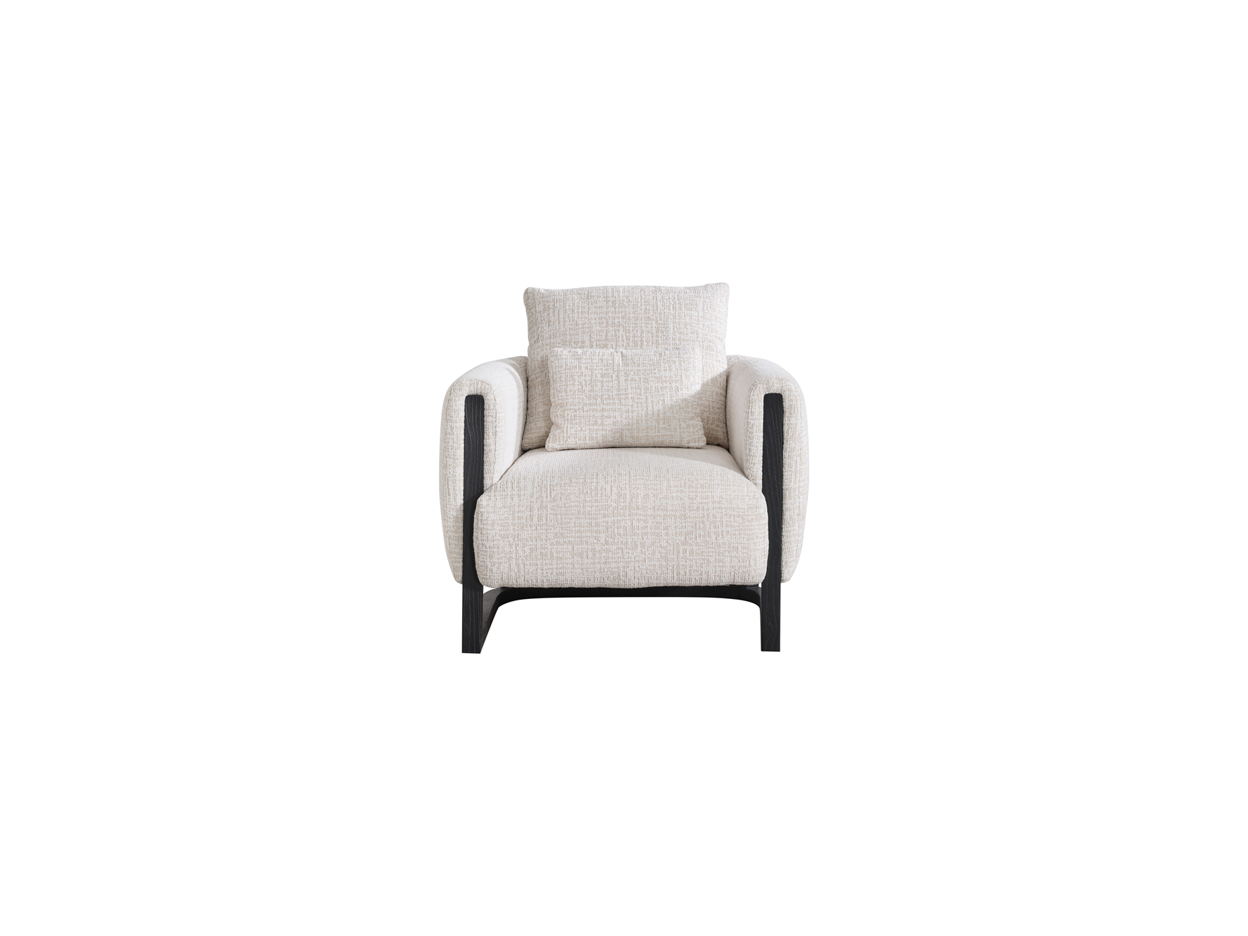 Netline Home Interior Stella armchair with plush fabric upholstery, showcasing a stylish and comfortable accent seating option.