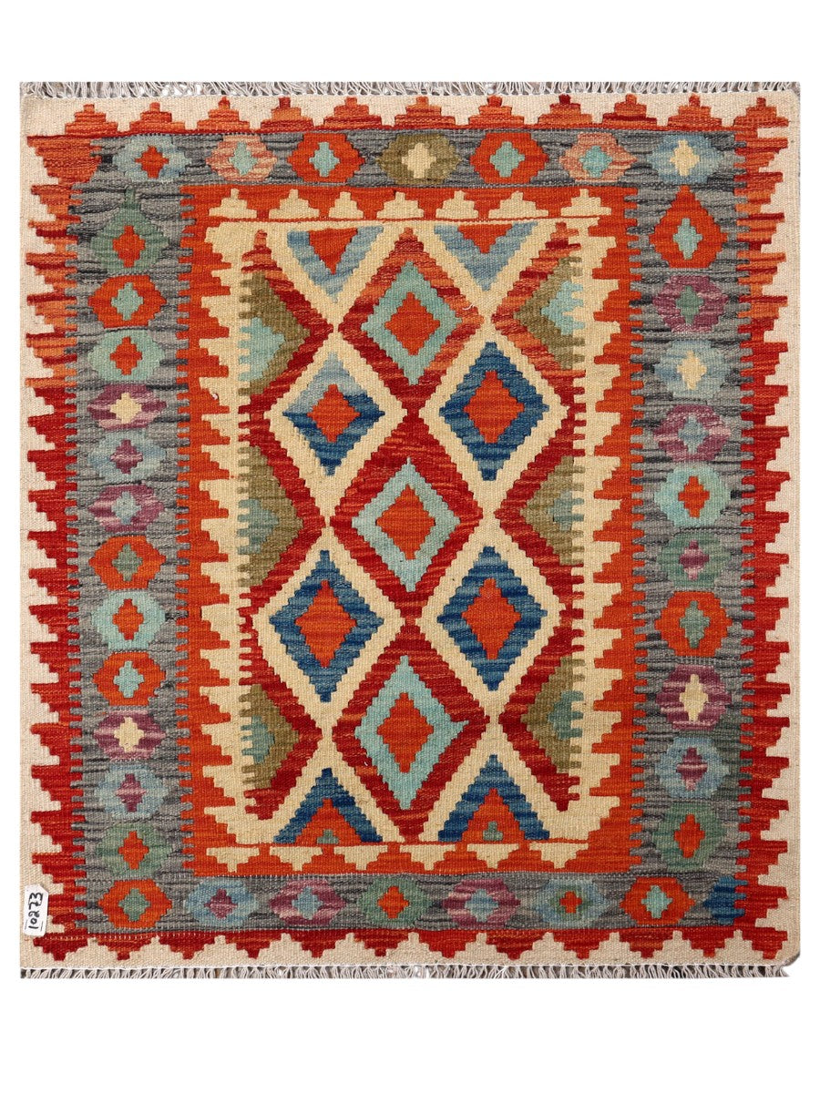Maimana Afghanistan Kilim Rug - 108 x 94 cm