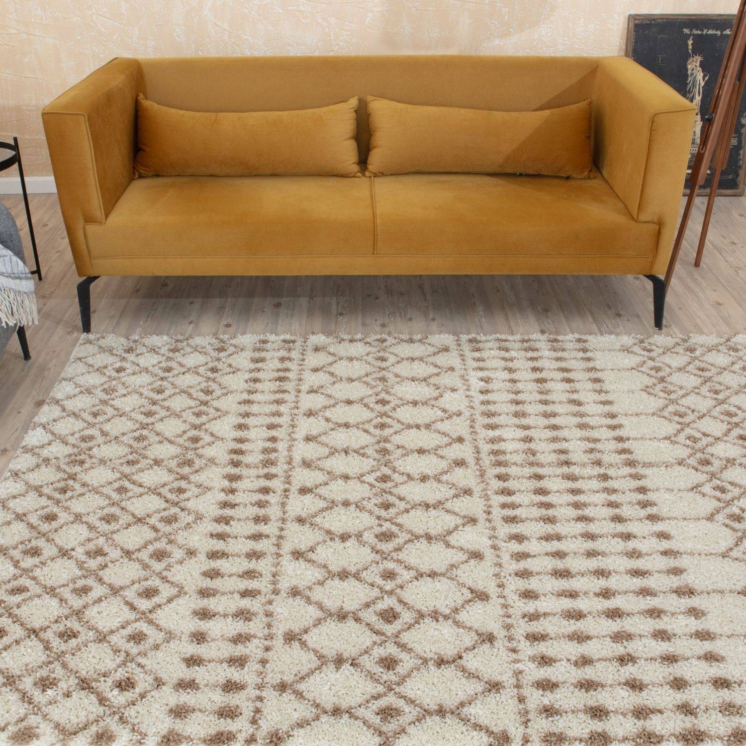 Moroccan Ivory Beige Shaggy Rug | 1030