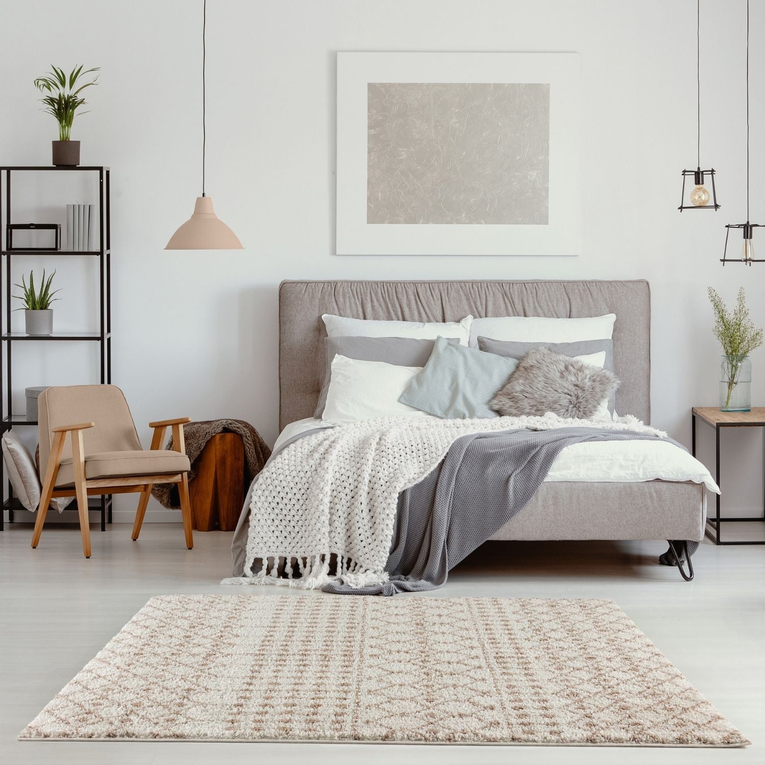 Moroccan Ivory Beige Shaggy Rug | 1030