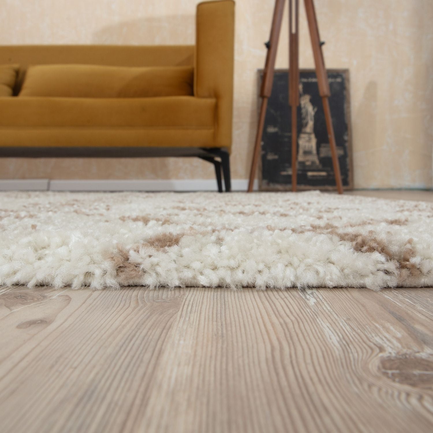 Moroccan Ivory Beige Shaggy Rug | 1030