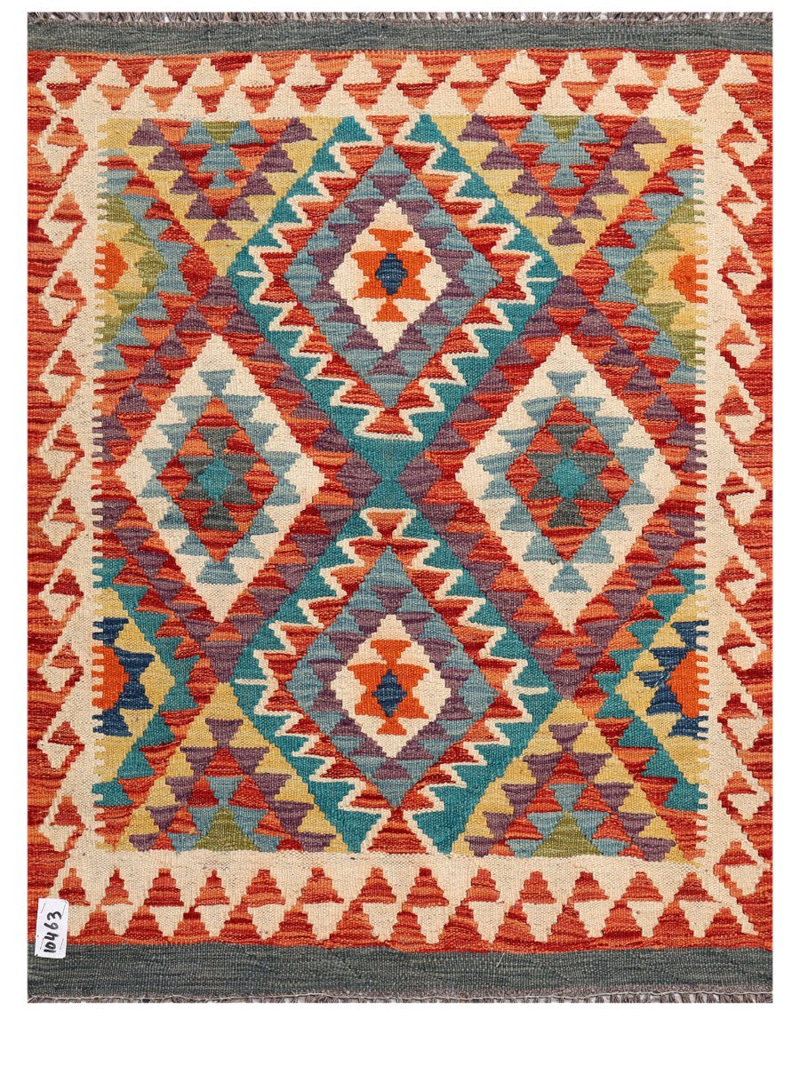 Maimana Afghanistan Kilim Rug - 112 x 88 cm