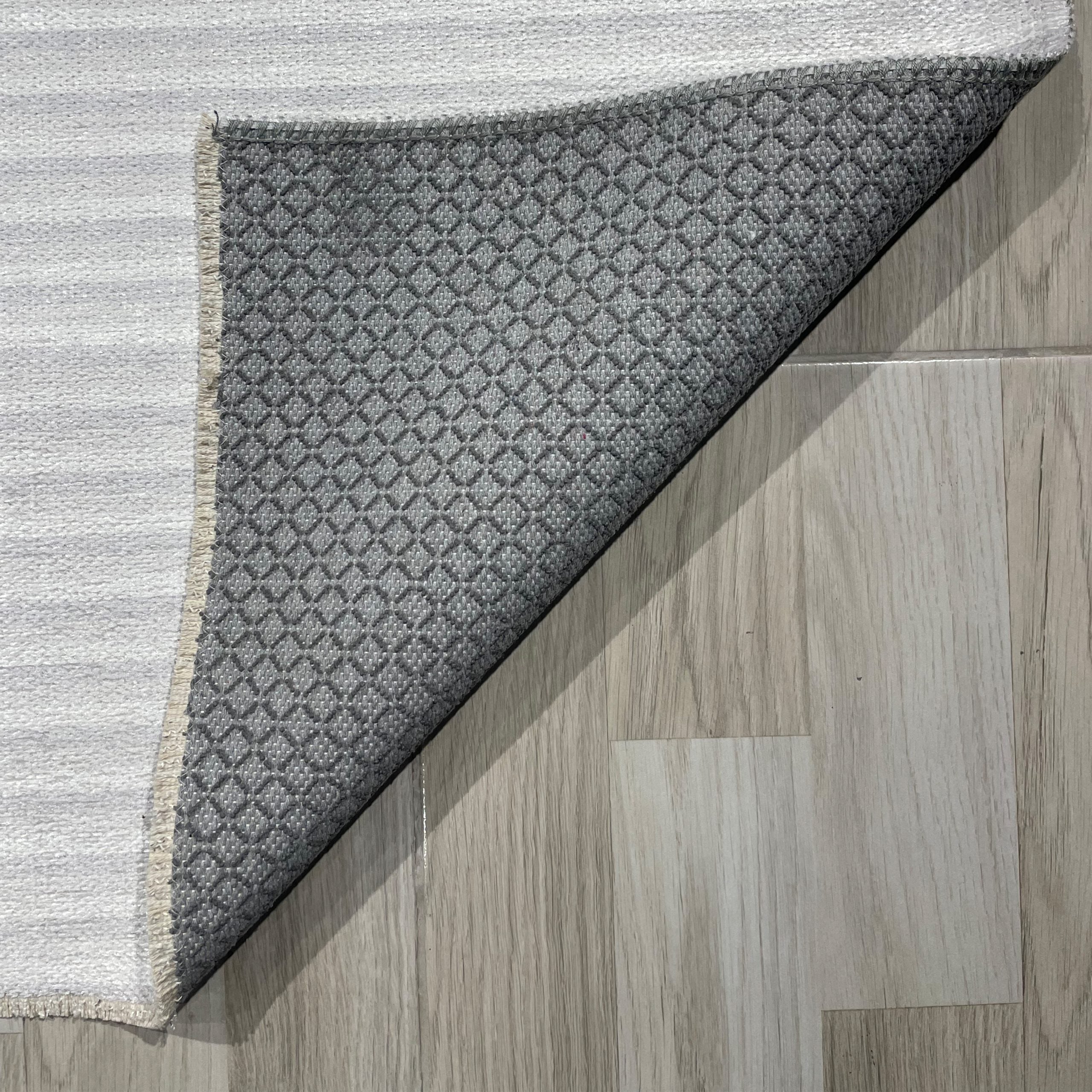 Netline Home Gray Silver Modern Machine Washable Chenille Rug Design NH7111 - Gallery Image 3 - Netline Home