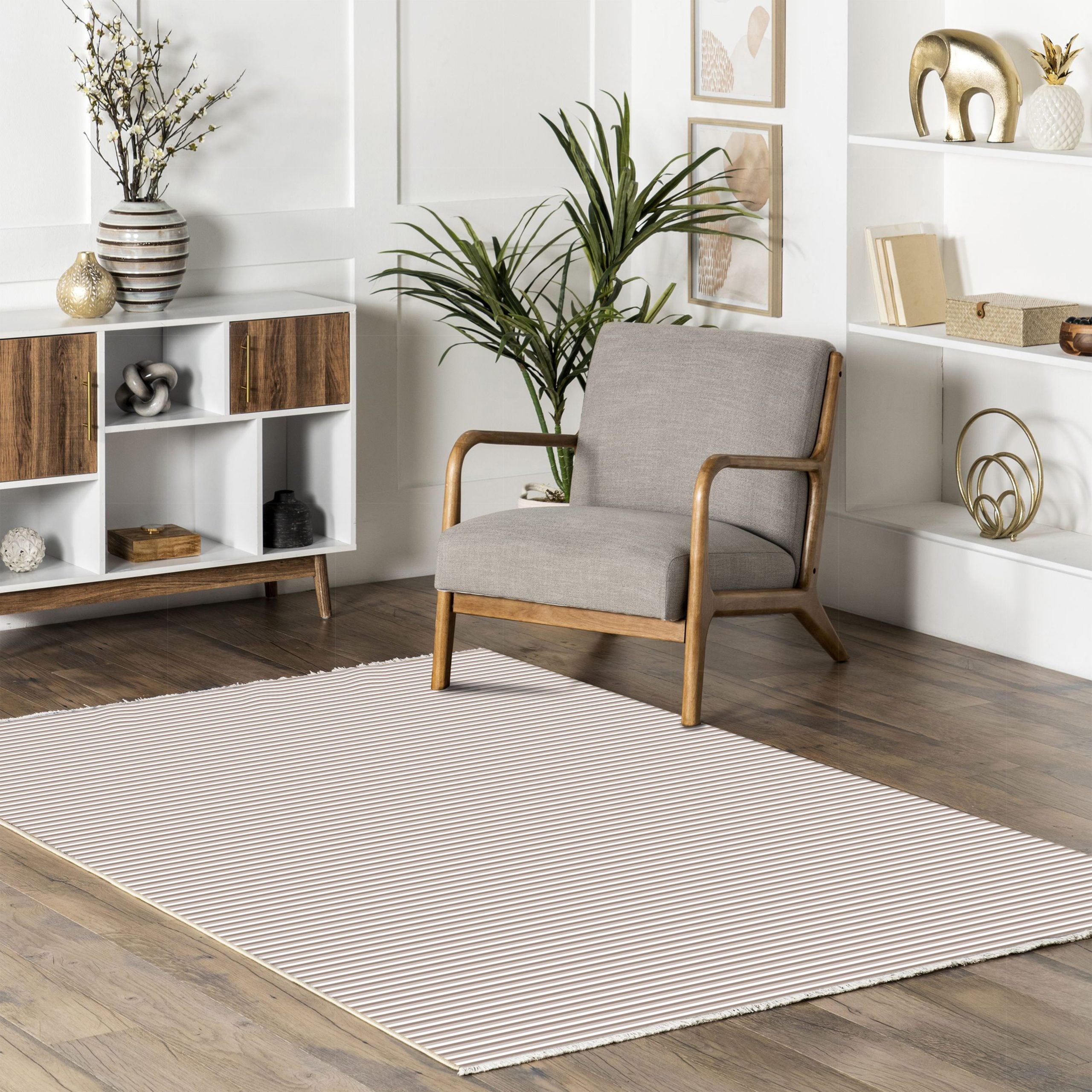 Netline Home Mink Brown Modern Machine Washable Chenille Rug Design NH7112 - Gallery Image 8 - Netline Home