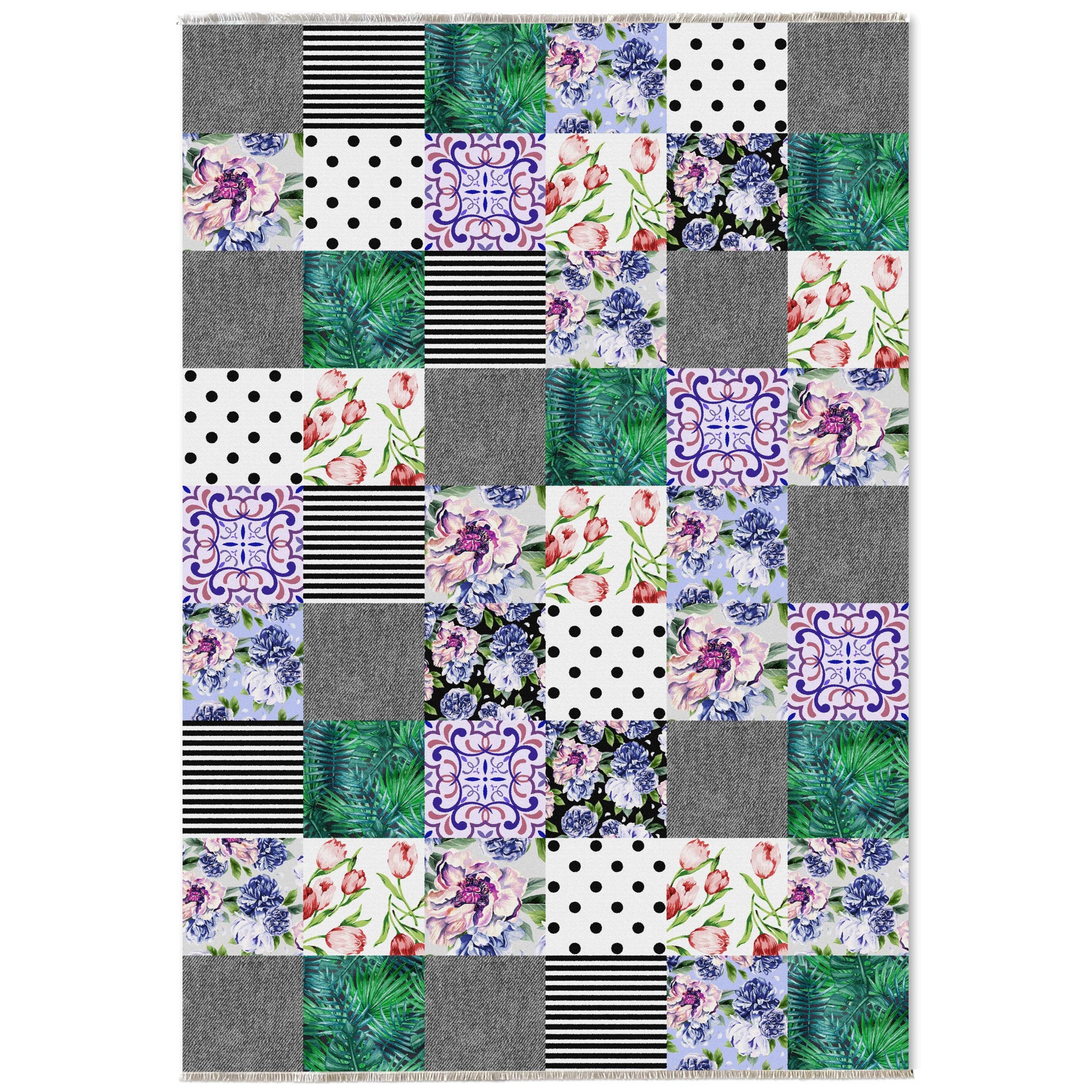 Netline Home Gray Silver Green Khaki Modern Kitchen Machine Washable Chenille Rug Design NH7102 - Hilltop Photoshoot - Netline Home