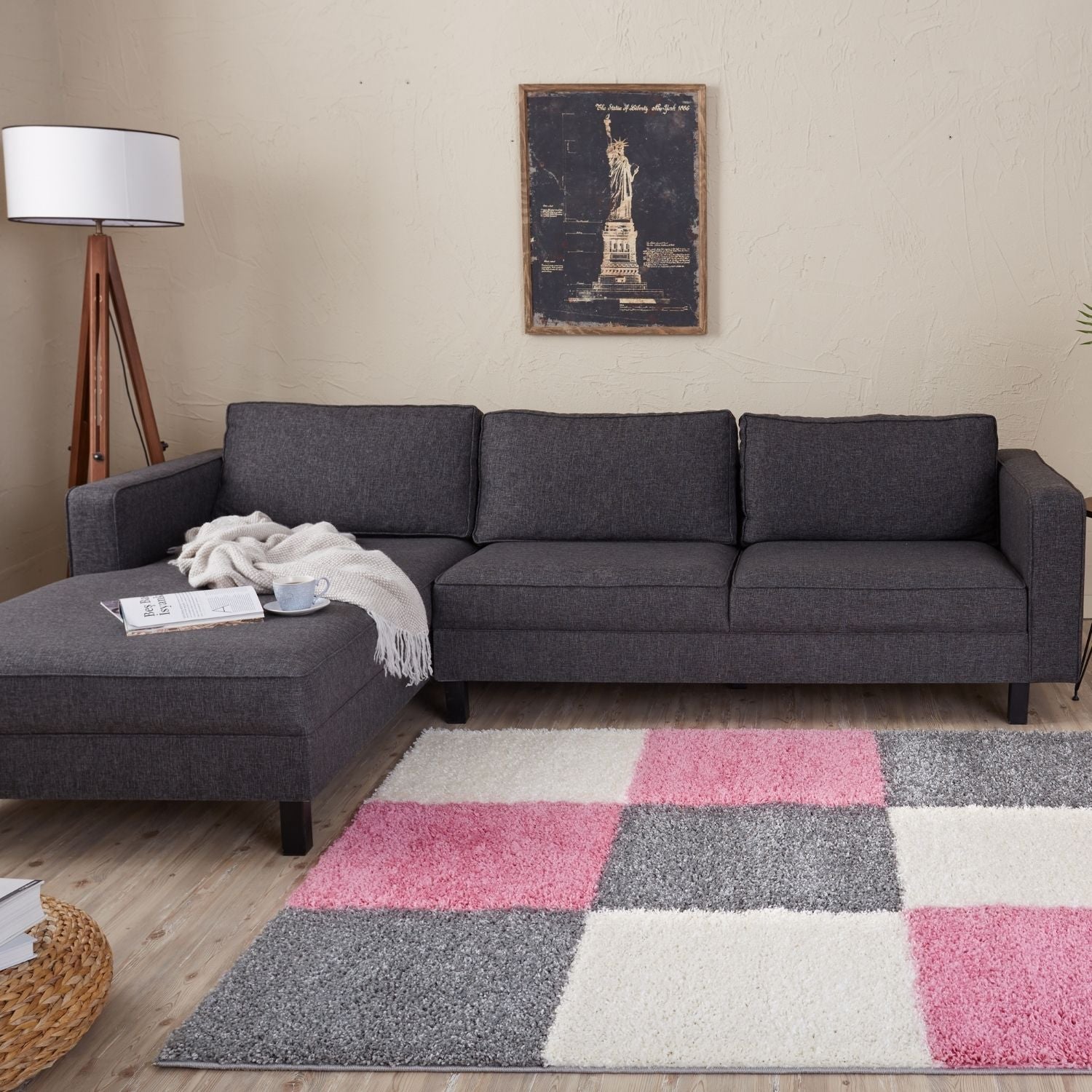 Myshaggy Geometric Pink Rug