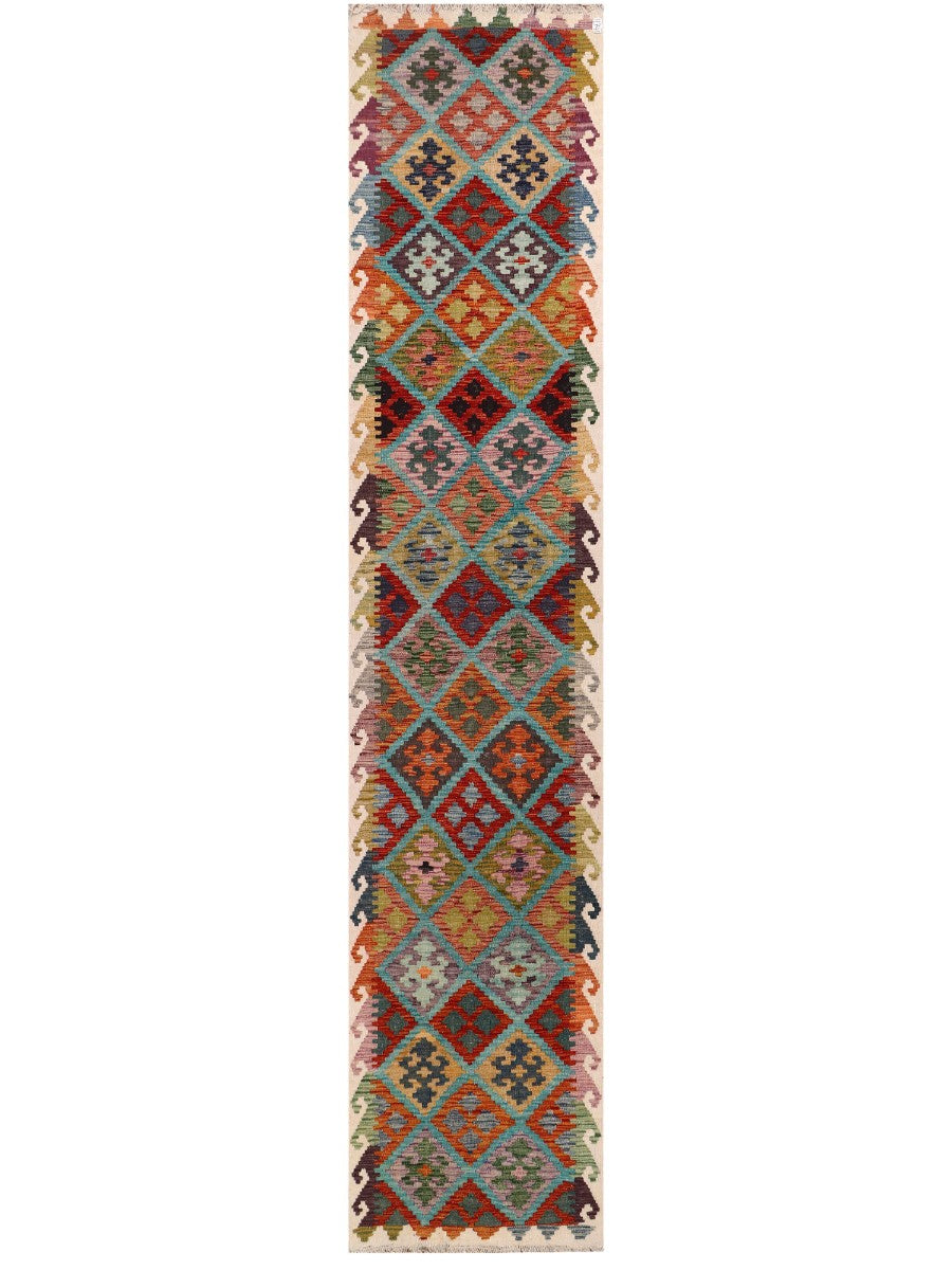 Maimana Afghanistan Kilim Runner - 391 x 80 cm